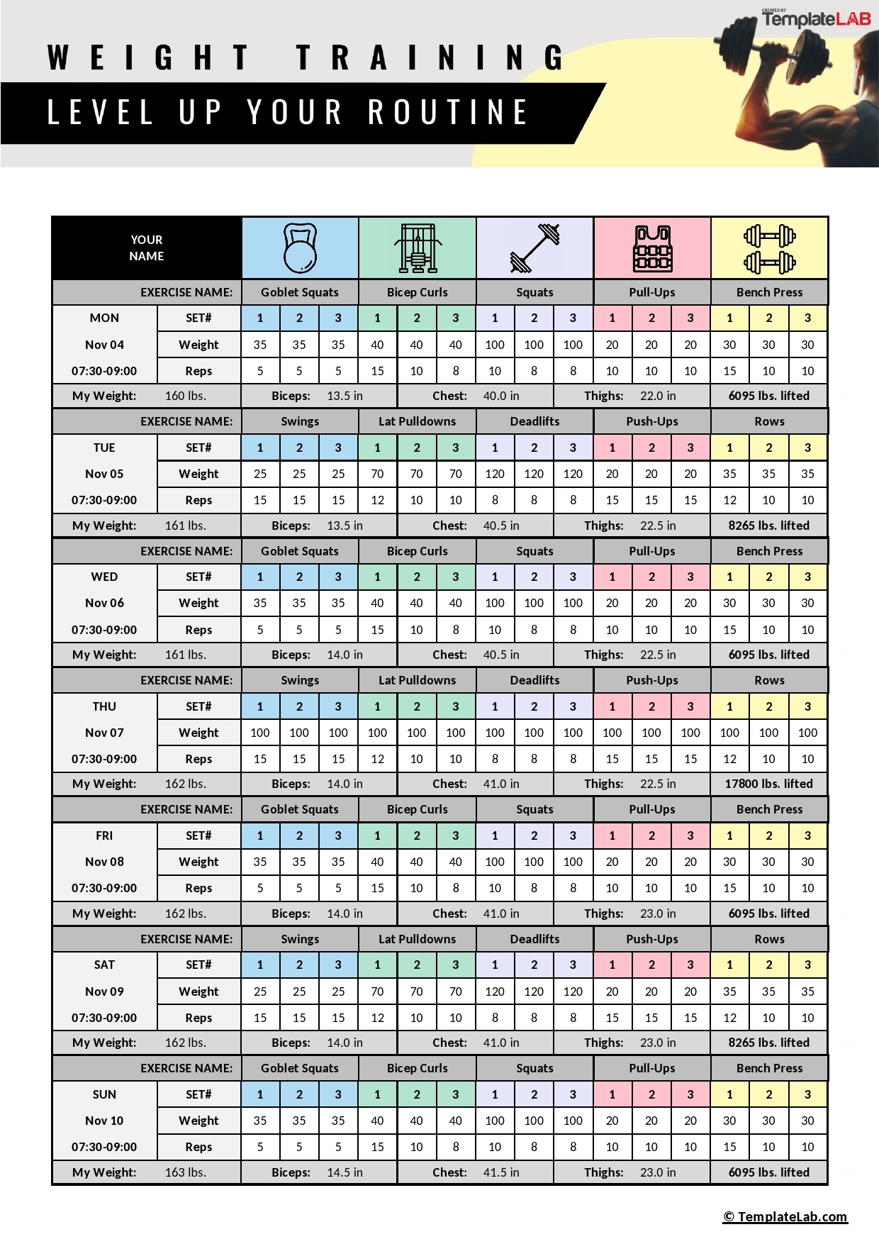 15 Effective Workout Log Calendar Templates TemplateLab