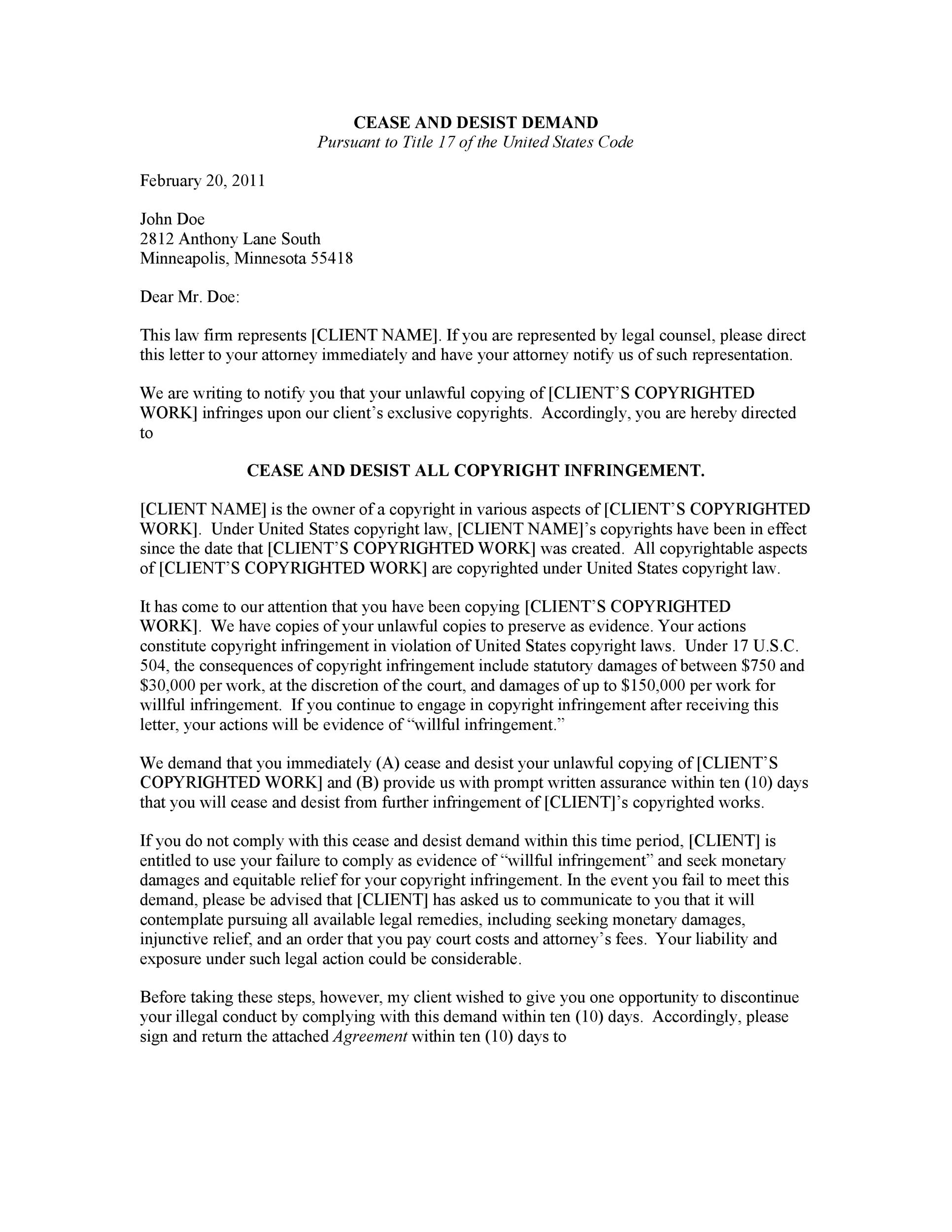 30 Cease And Desist Letter Templates FREE TemplateLab