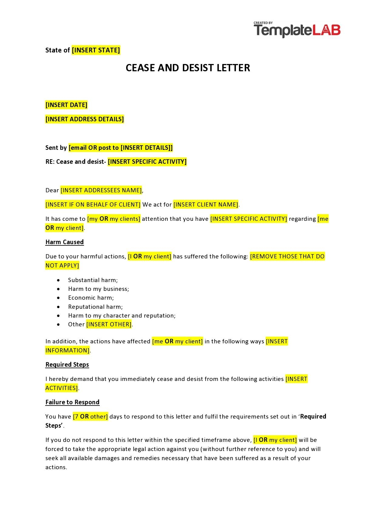 30 Cease And Desist Letter Templates FREE TemplateLab