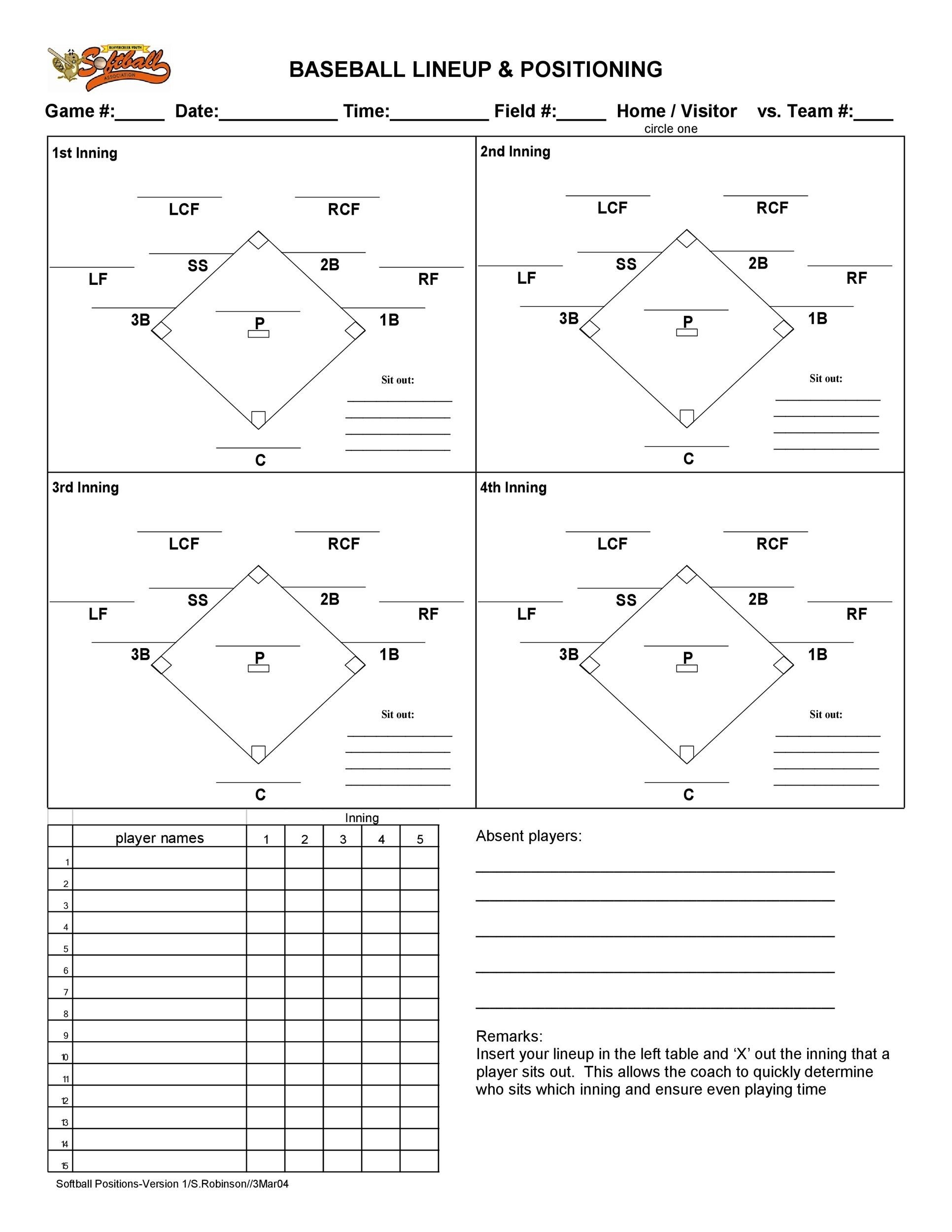 Printable Baseball Diamond Template