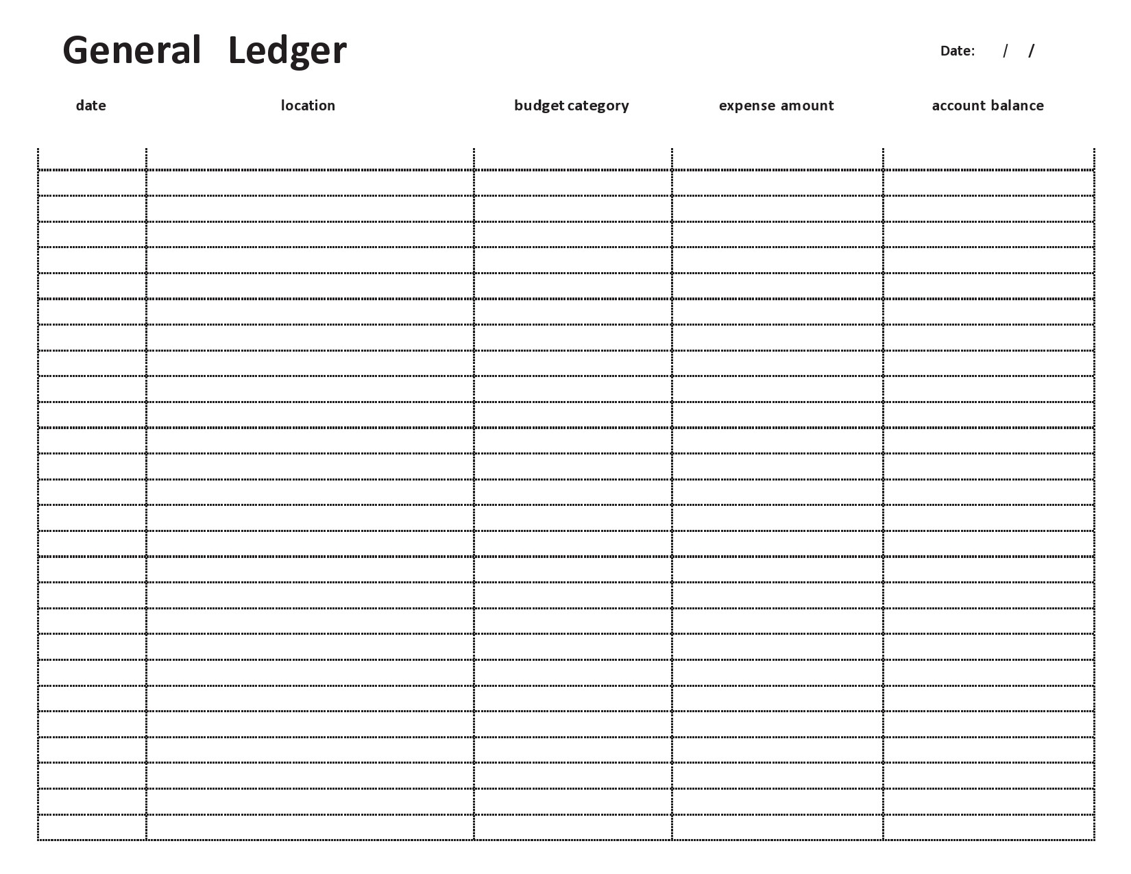Accounting Ledger Template Printable