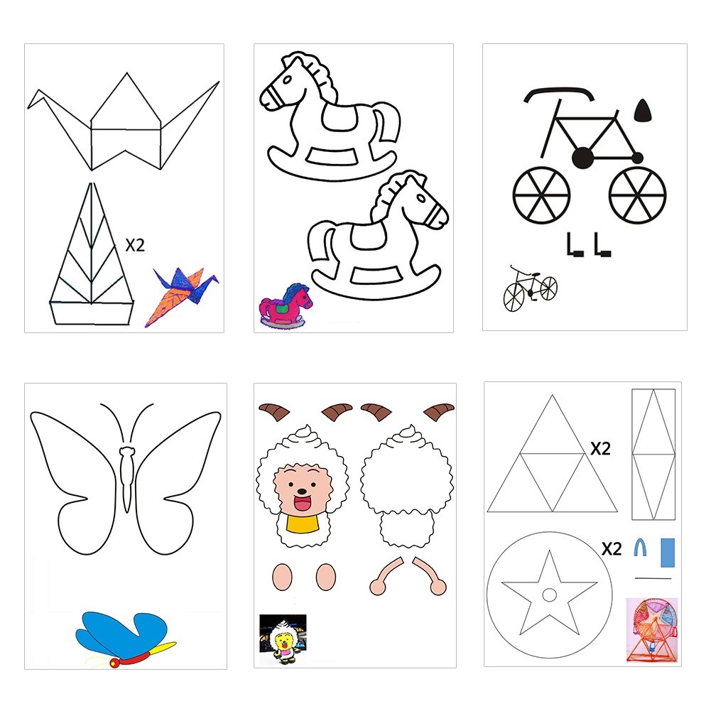 3D Drawing Templates 20 Pieces 3D Pen Printing Paper Painting Graffiti Template 40 Cartoon Patterns For Kids DIY Amazon de Home Kitchen