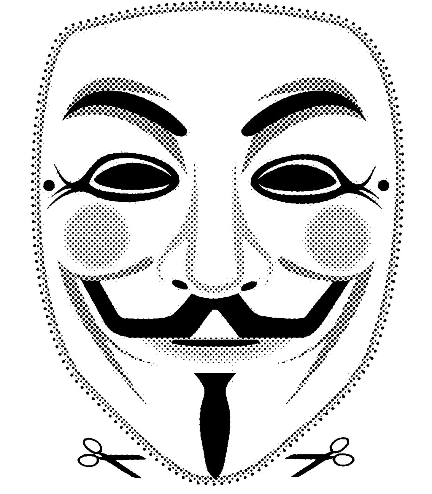 5 High Quality 2D 3D Printable Vendetta Guy Fawkes Mask Cut Out