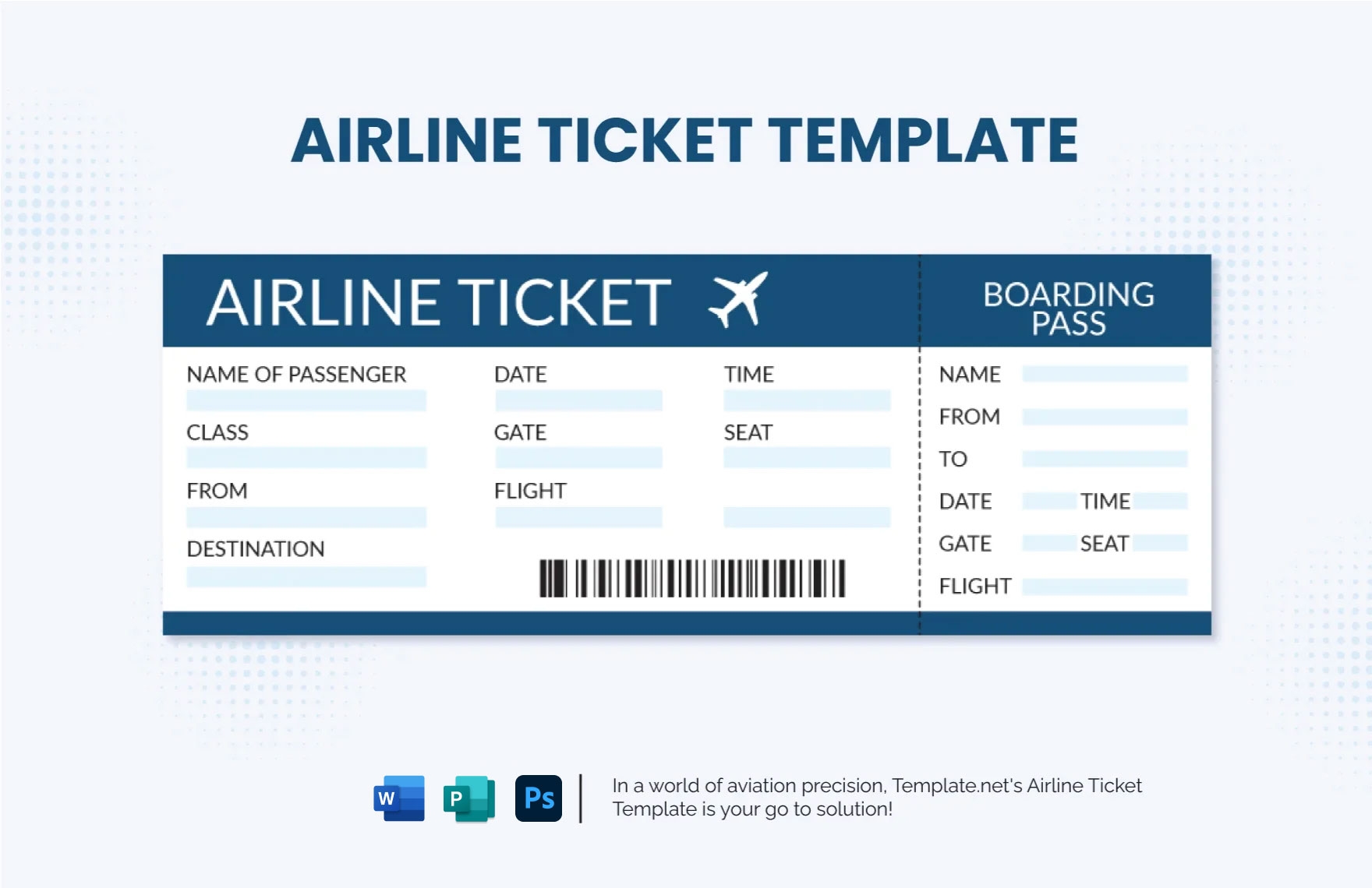 Airline Ticket Template In Word Publisher PSD Download Template