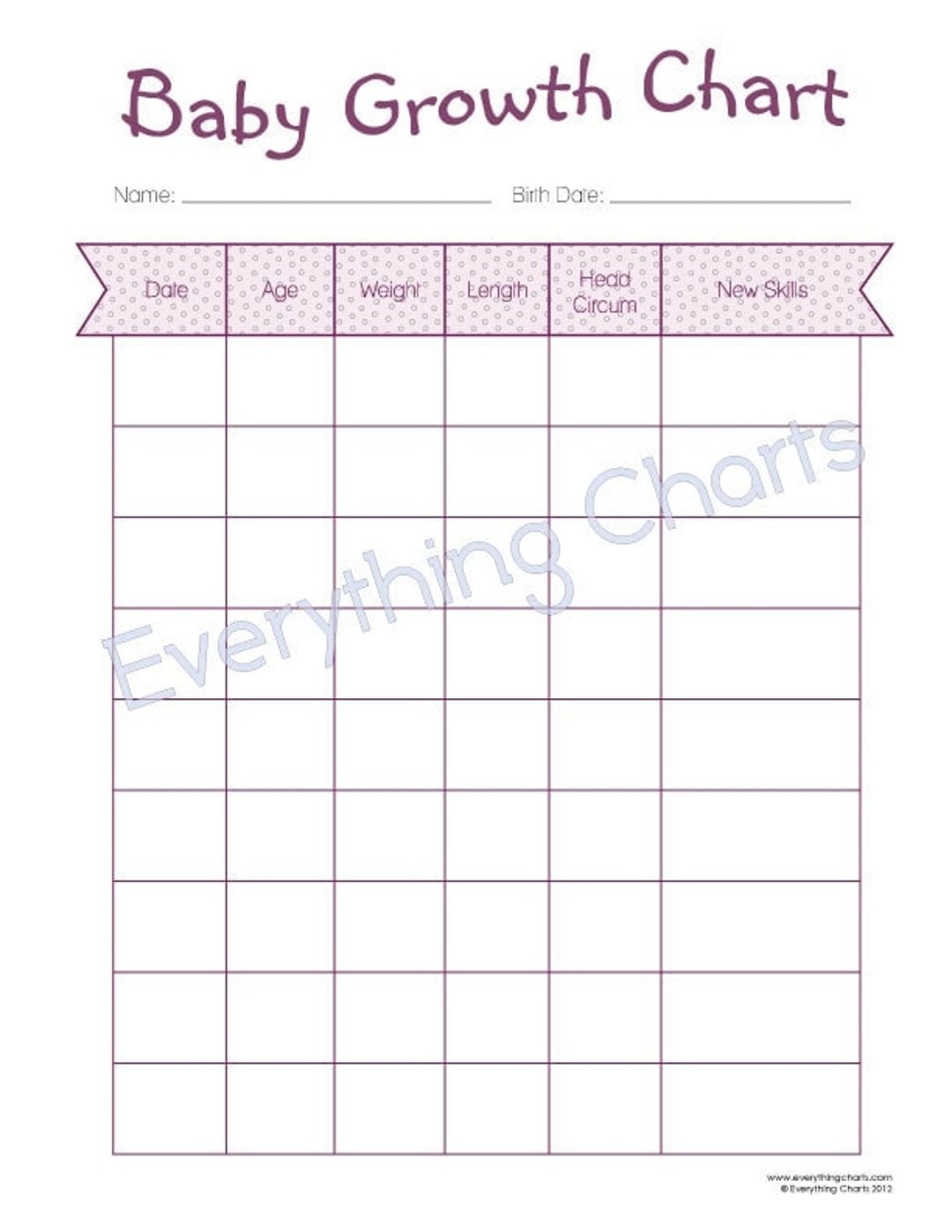 Baby Growth Chart PDF File Printable Etsy de