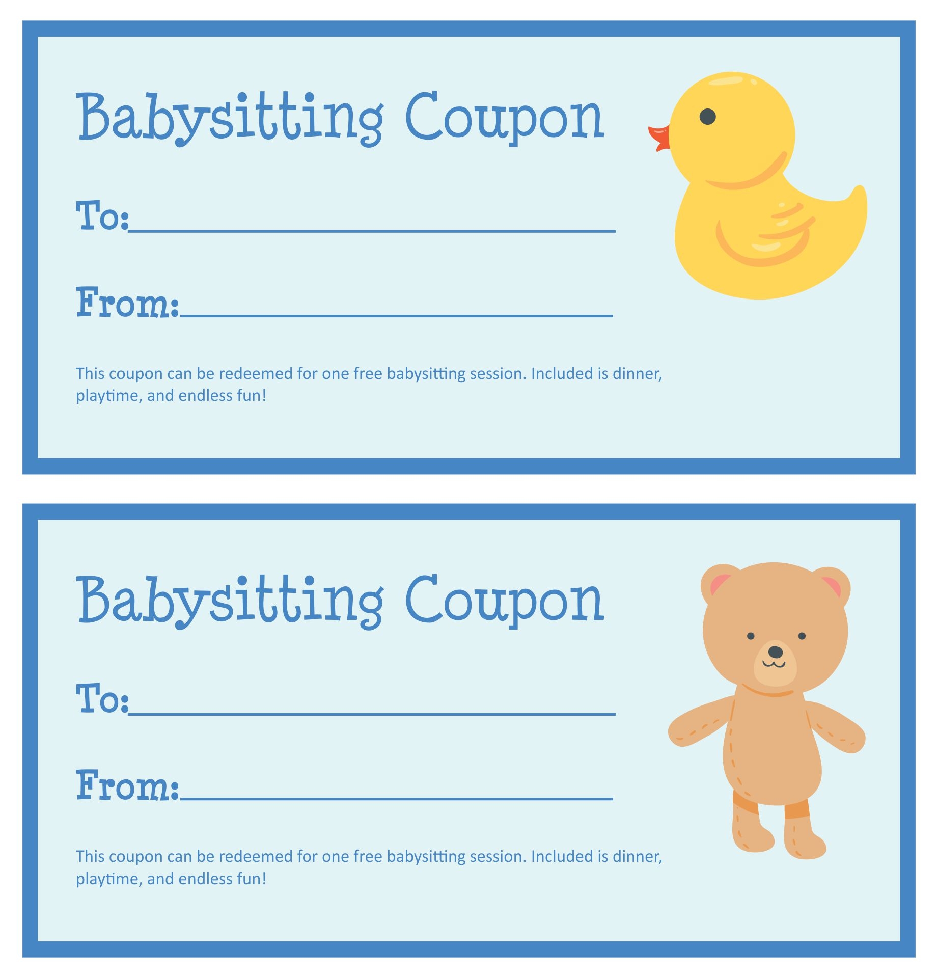 Free Printable Date Night Babysitting Coupon Template
