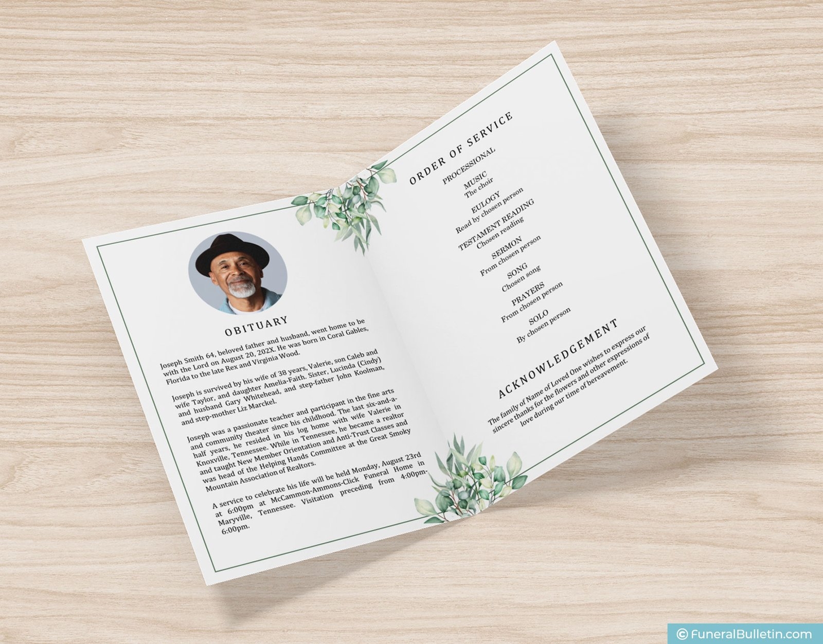Blank Free Printable Obituary Templates