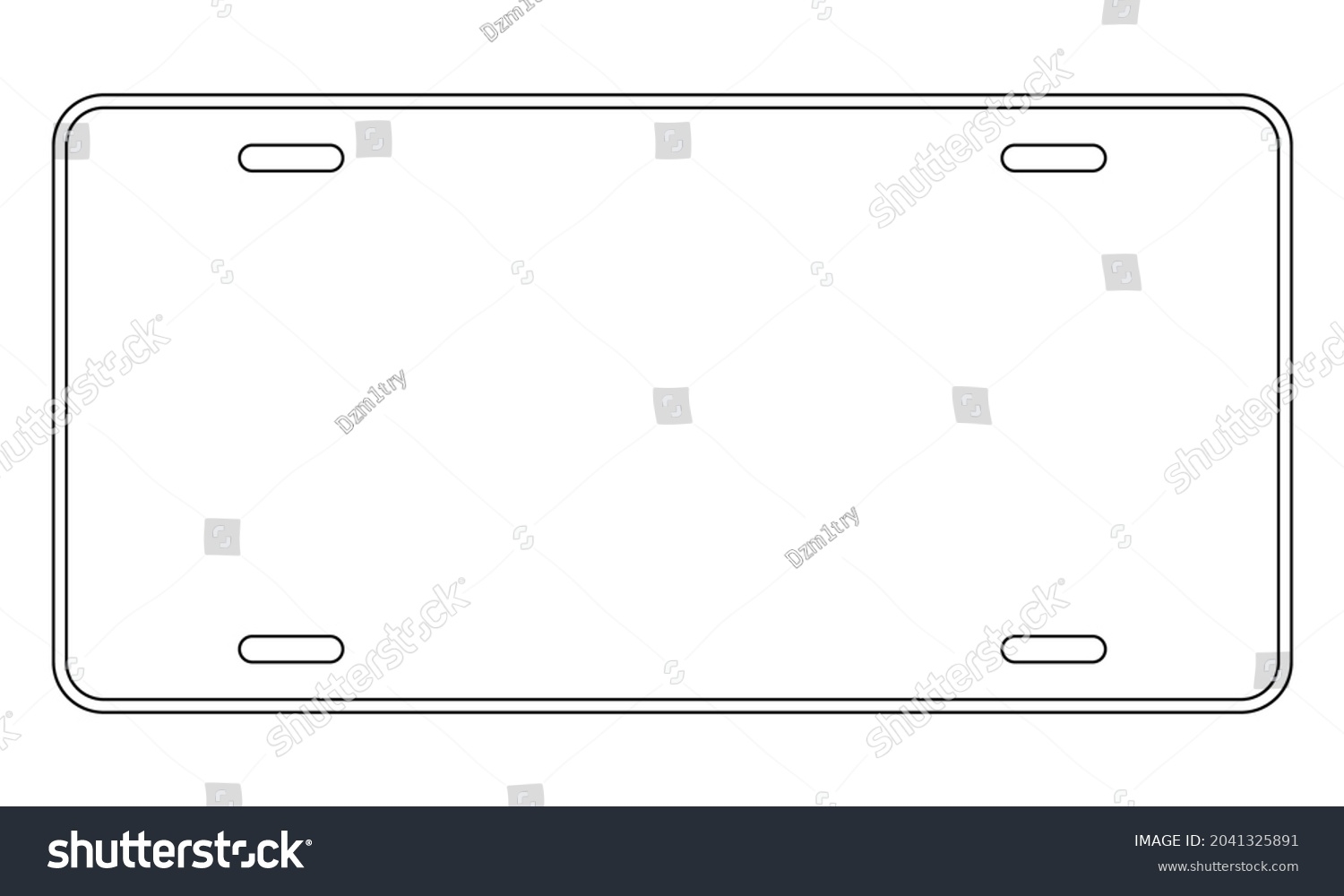 Blank License Plate Template Clipart Image Stock Vector Royalty Free 2041325891 Shutterstock