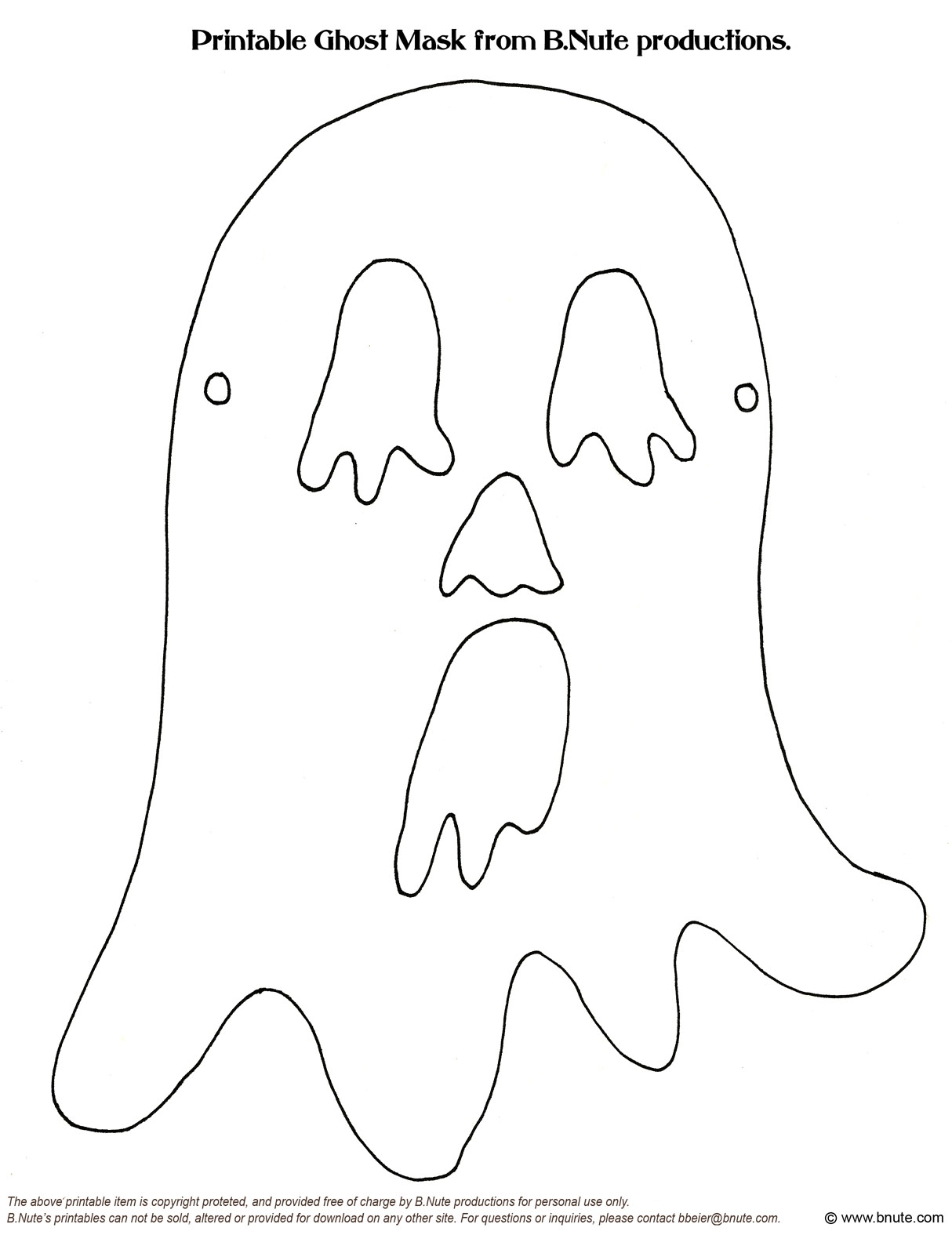 Bnute Productions Old Fashioned Halloween Party Printable Halloween Mask Art Activity