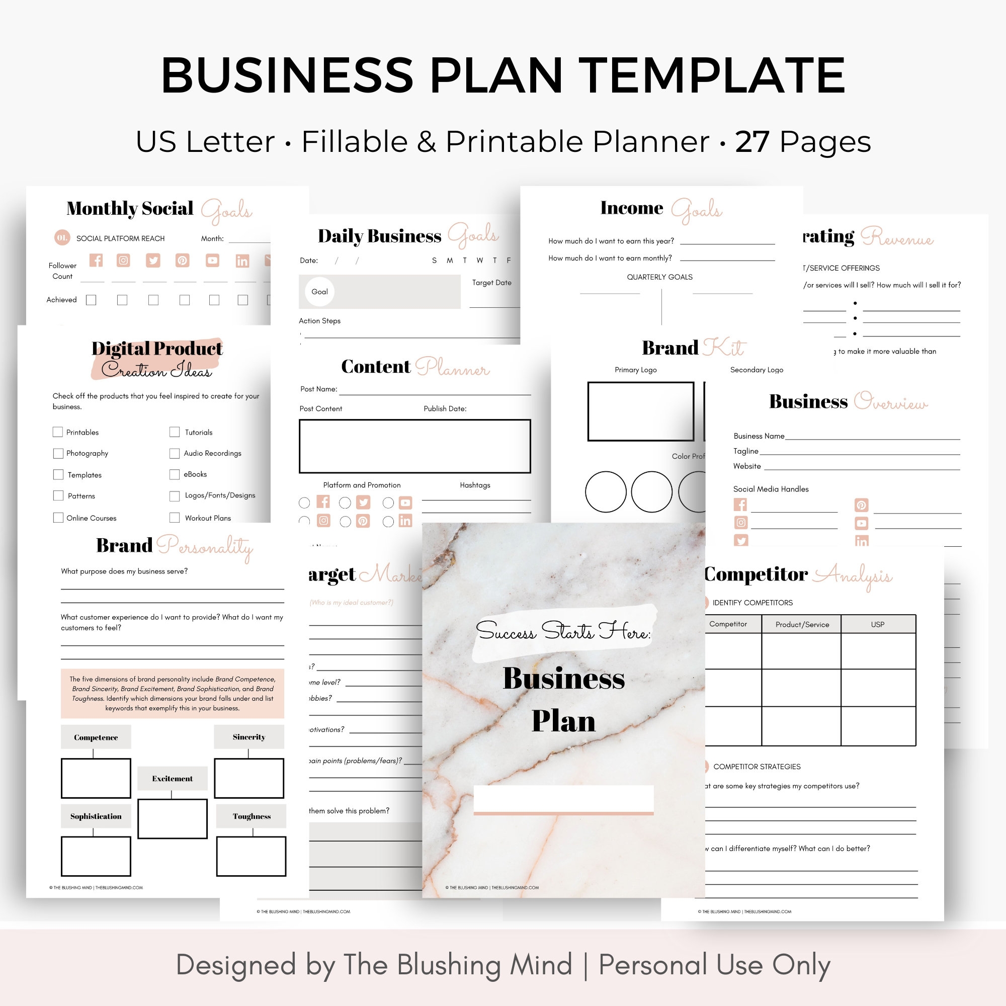 Businessplan Vorlage Businessplaner Small Business Online Business Druckbare PDF Ausf llbarer Planer Ausf llbare PDF Etsy de