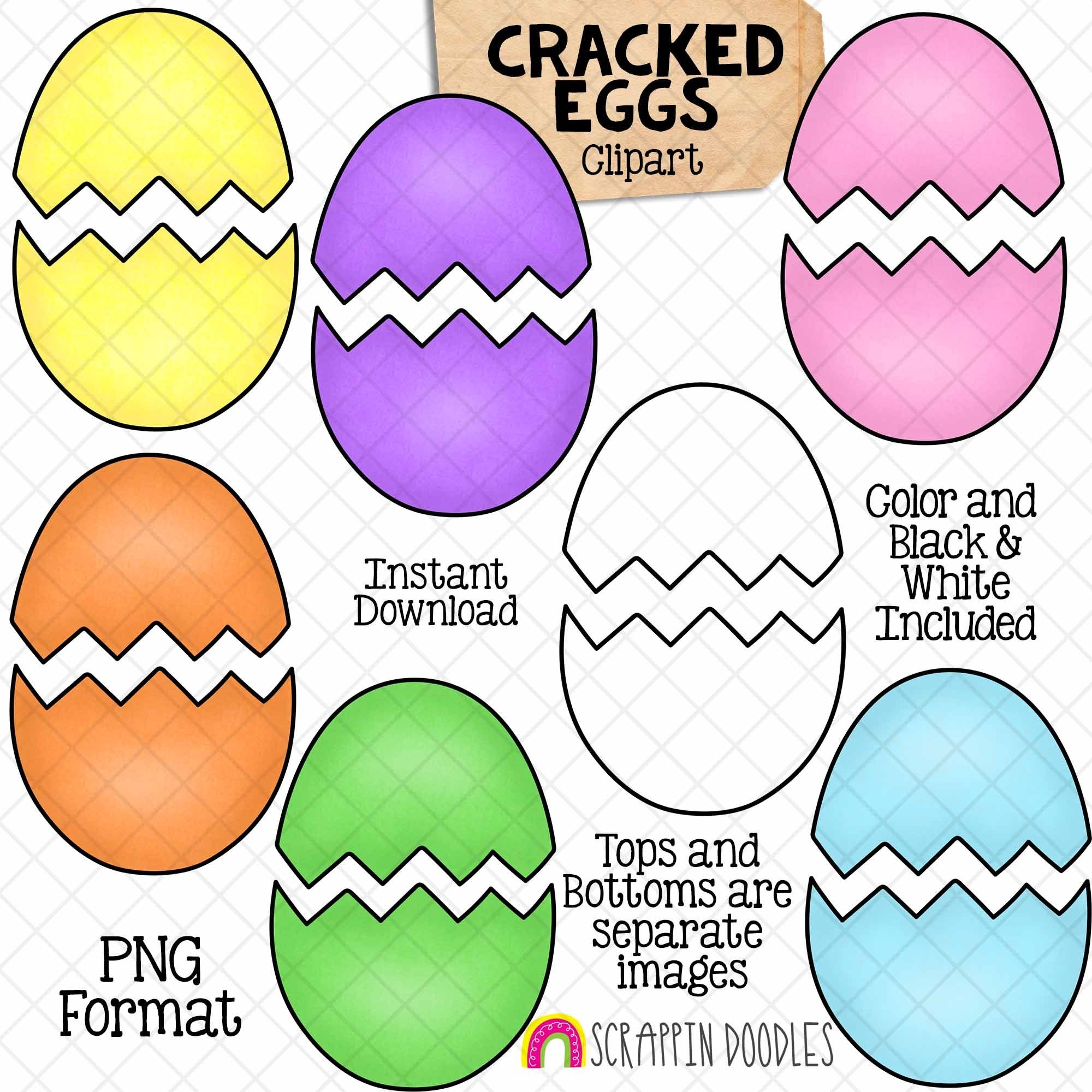 Buy Cracked Eggs Clipart Egg Top And Bottom Easter Eggs Cracked In Half CU PNG Online In India Etsy