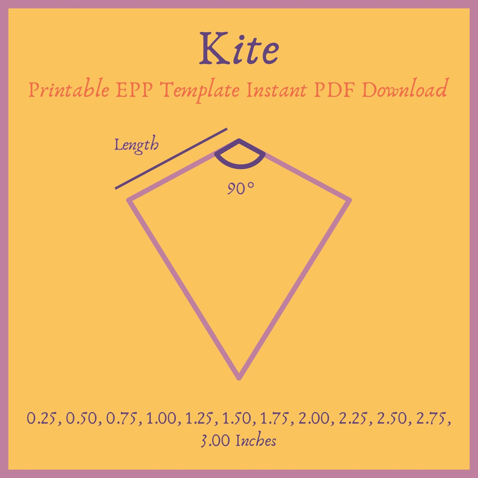 Buy Printable 90 Degree Kite EPP Template Instant PDF Download Online In India Etsy