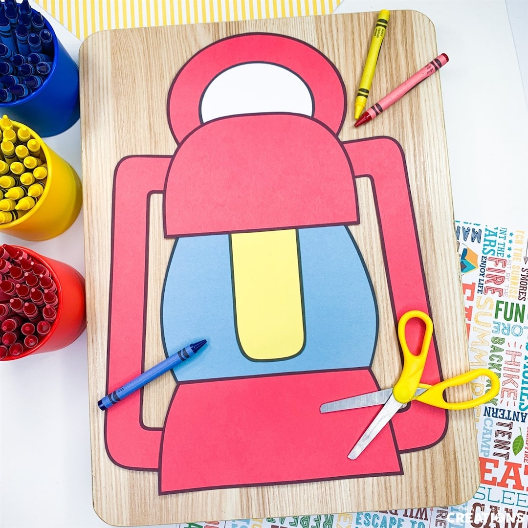Camping Crafts For Kids Lantern Craft Lantern Template Pattern Camping Craft Activity Camping Theme Activities Summer Etsy
