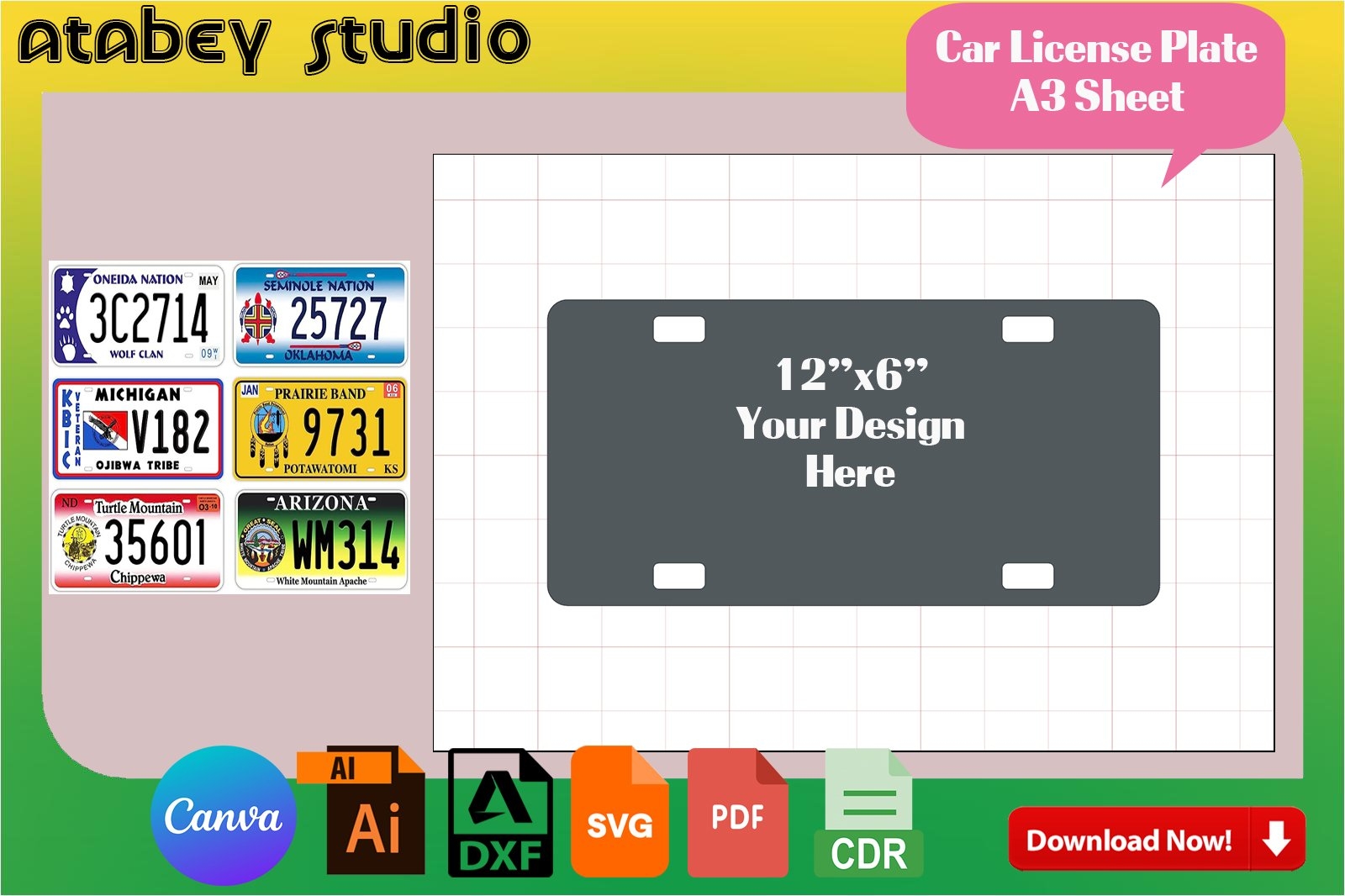 Car License Plate Sublimation Template Blank License Plate