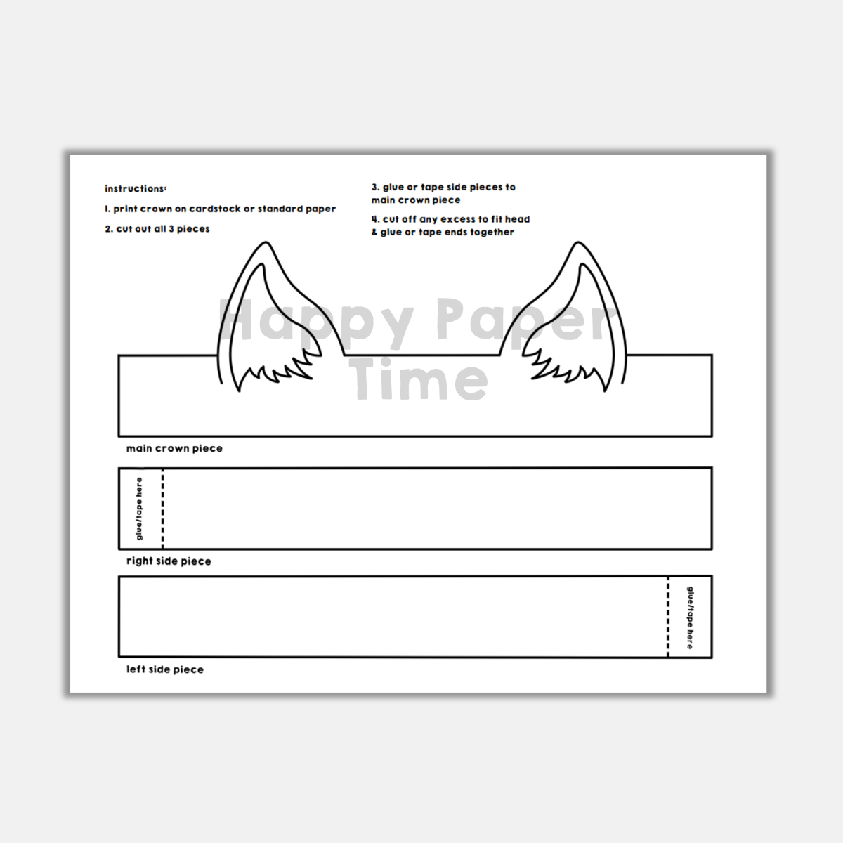 Cat Ears Paper Crown Printable Coloring Craft Made By Teachers