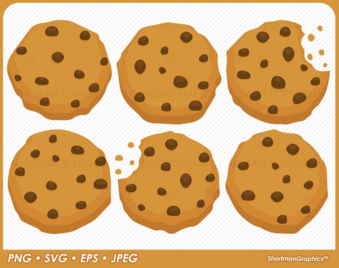 Chocolate Chip Cookie Clipart SVG PNG Download Etsy UK
