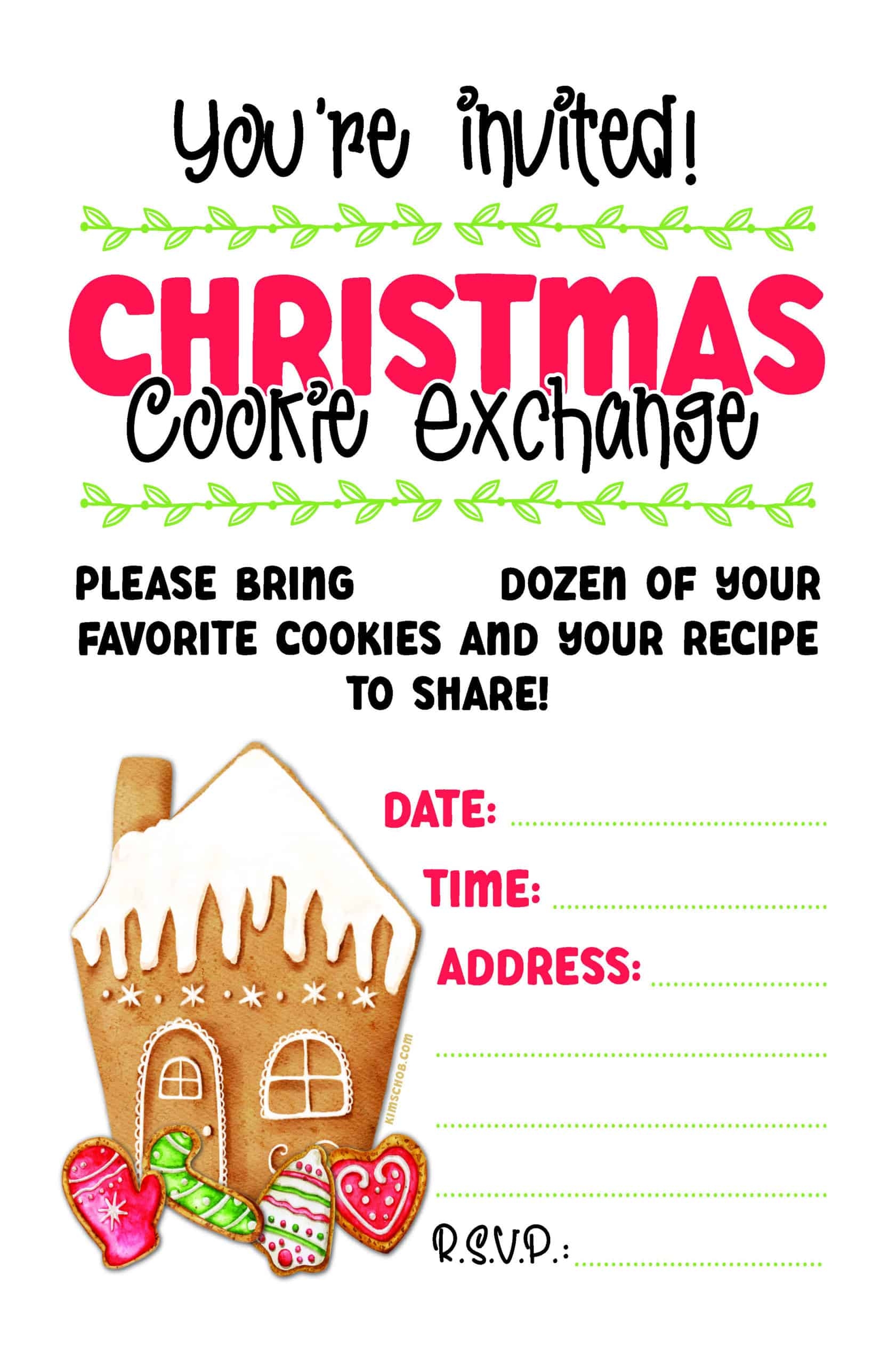 Christmas Cookie Exchange Printable Party Pack Kim Schob