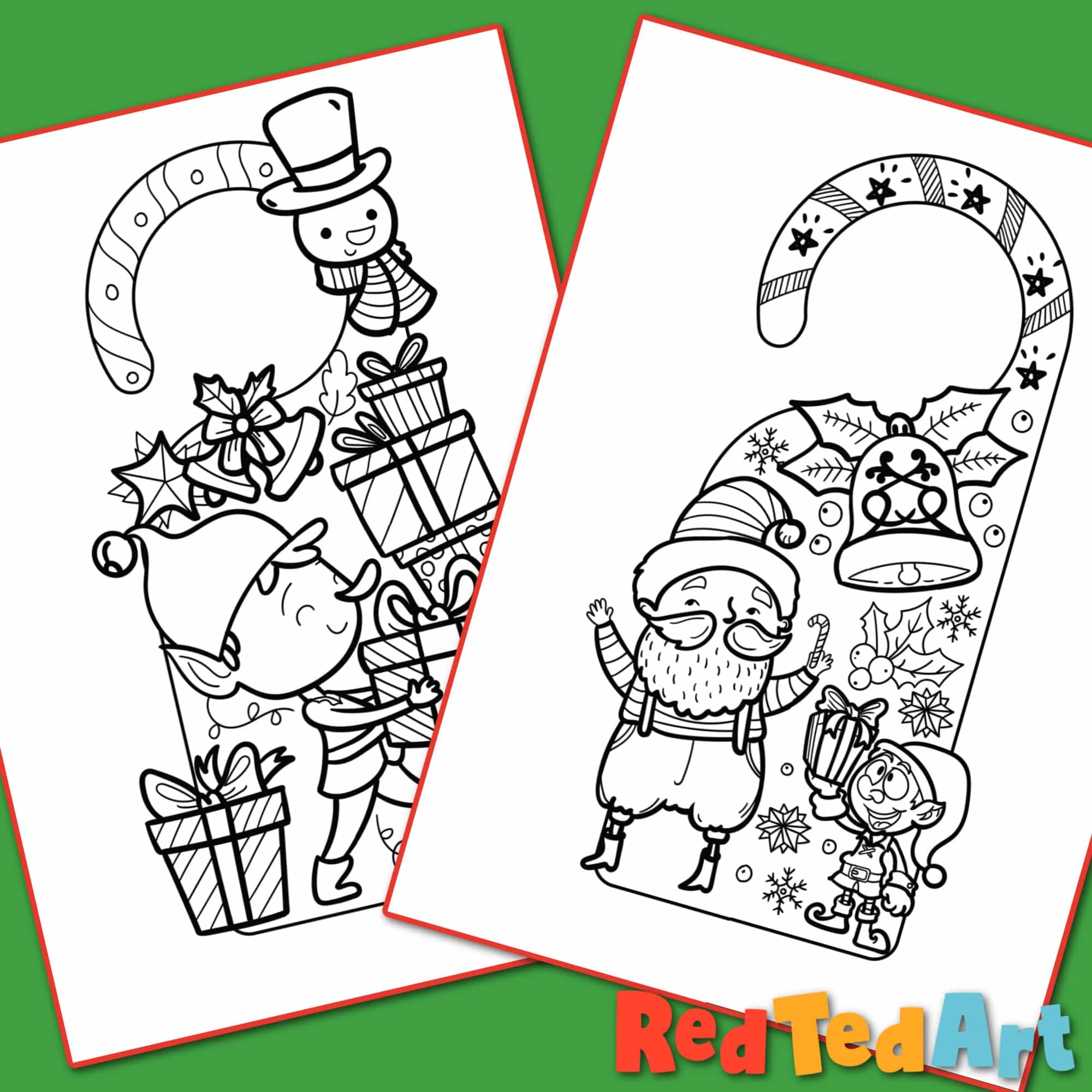 Christmas Door Hanger Printable Red Ted Art Kids Crafts