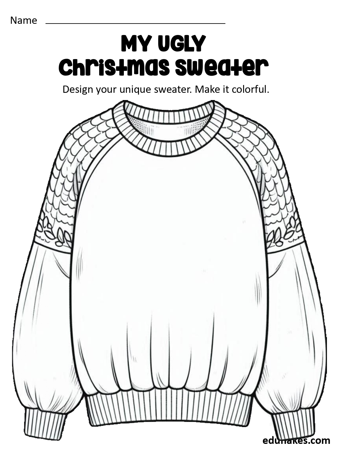 Christmas Ugly Sweater Free PDF Templates Eduflakes