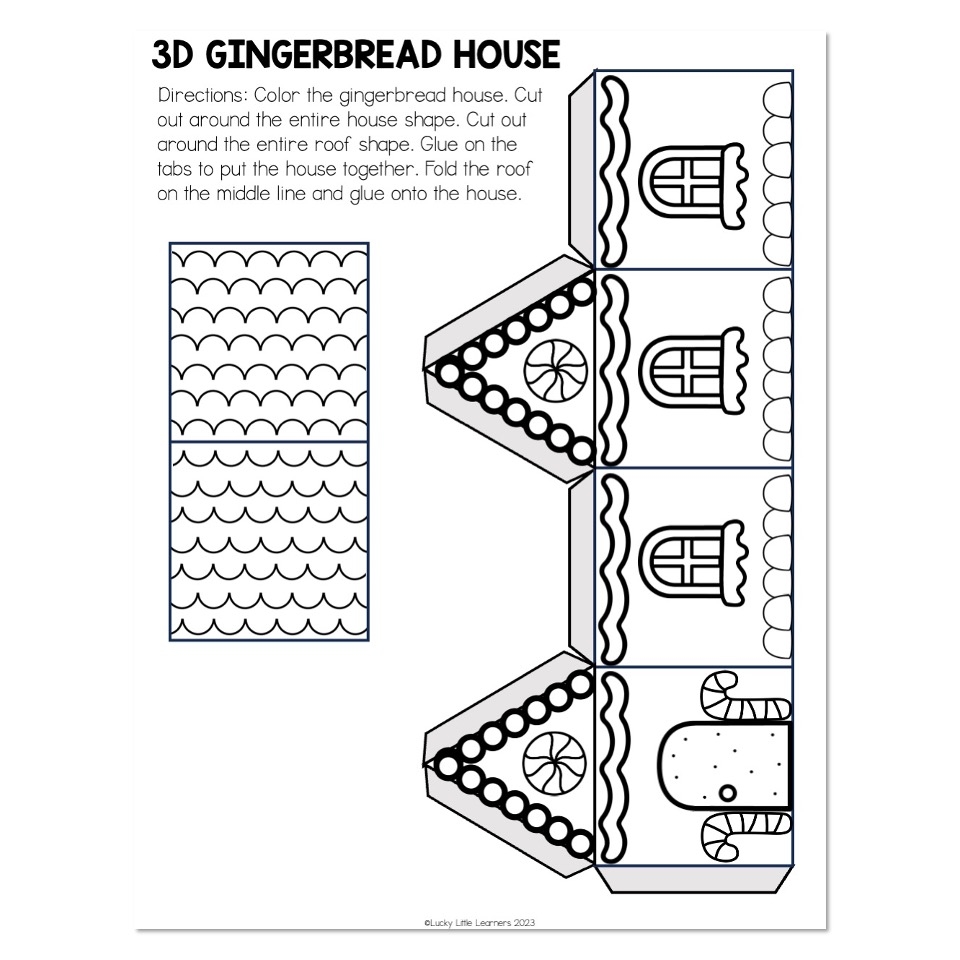 Classroom Transformation Gingerbread Day Art 3D Gingerbread House Lucky Little Learners
