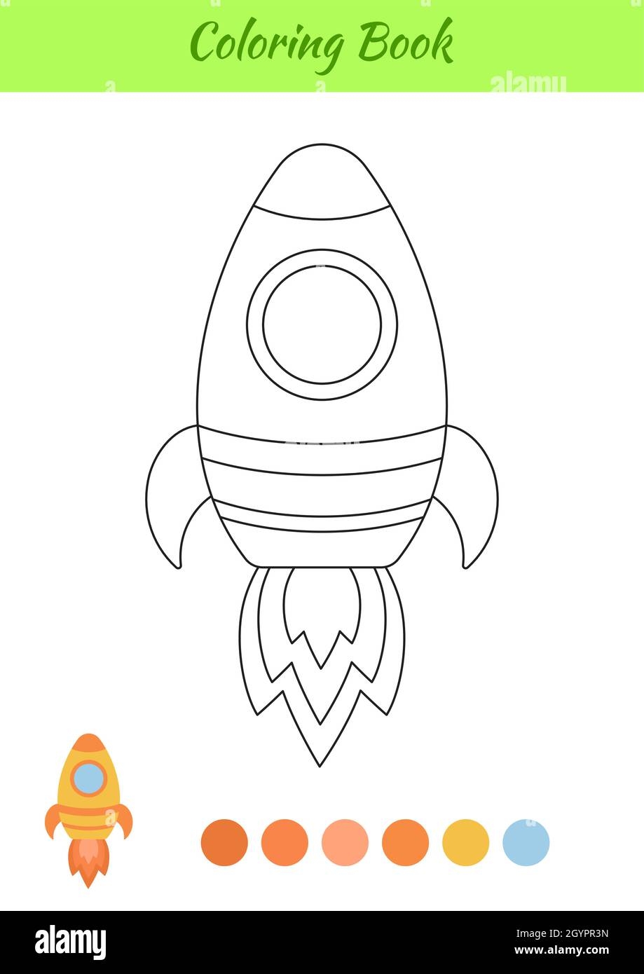 Coloring Book Rocket For Children Printable Worksheet Educational Activity Page For Preschool Years Kids And Toddlers With Transport Cartoon Colorf Stock Vector Image Art Alamy
