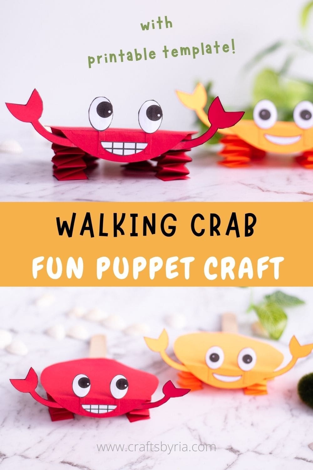 Cute Puppet Crab Craft For Kids Crafts By Ria