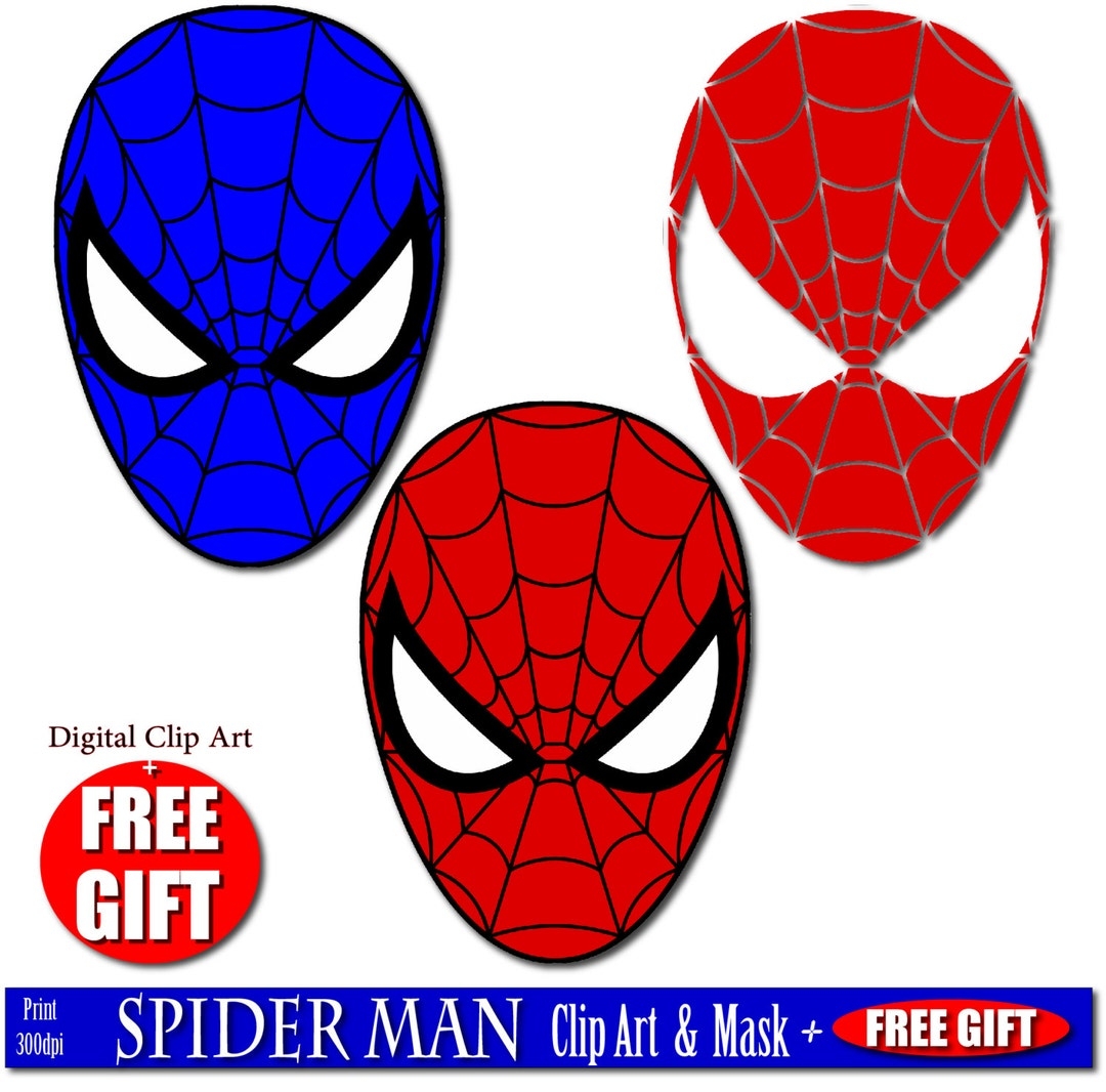 Digital Clip Art Spiderman Mask Superhero Party Masks Clipart Printable Mask Spider Man Birthday Spiderman Party Favor Spiderman Costume DIY Etsy