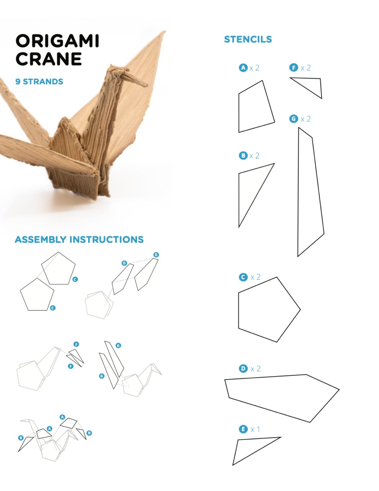 Doodled Paper Crane 3D Pen Stencil 3Doodler