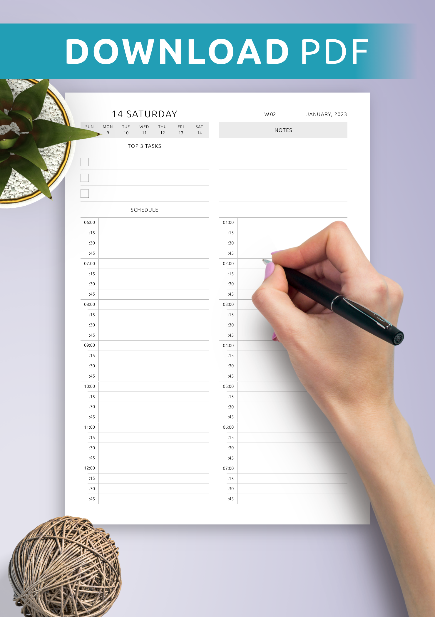 Download Printable Daily Schedule 15 Min PDF