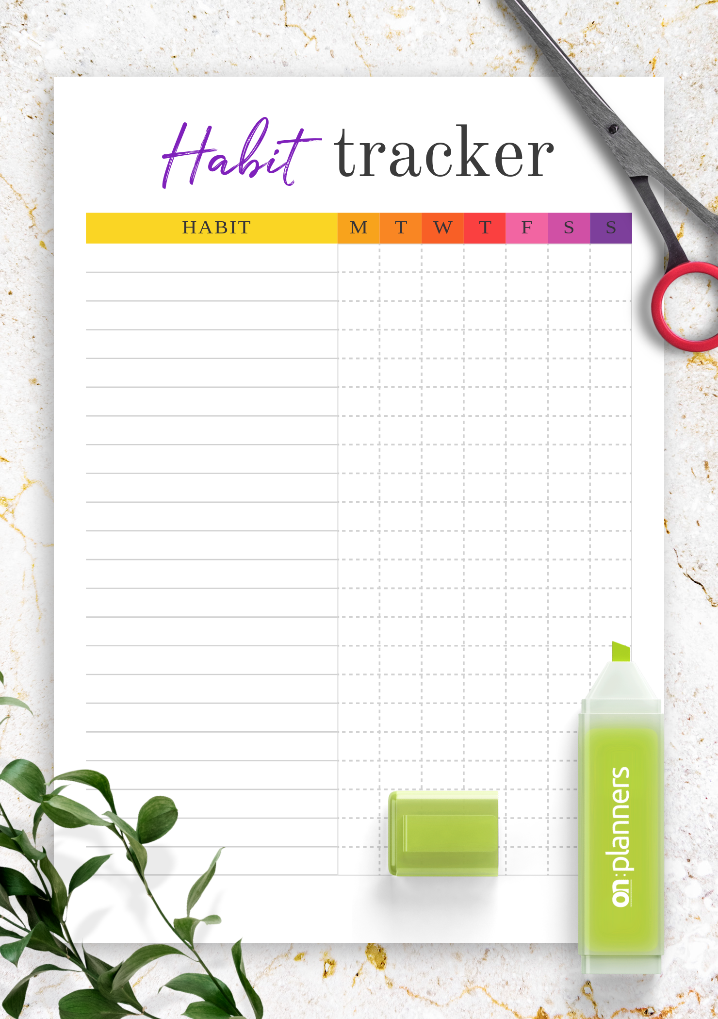 Printable Habit Tracker Template