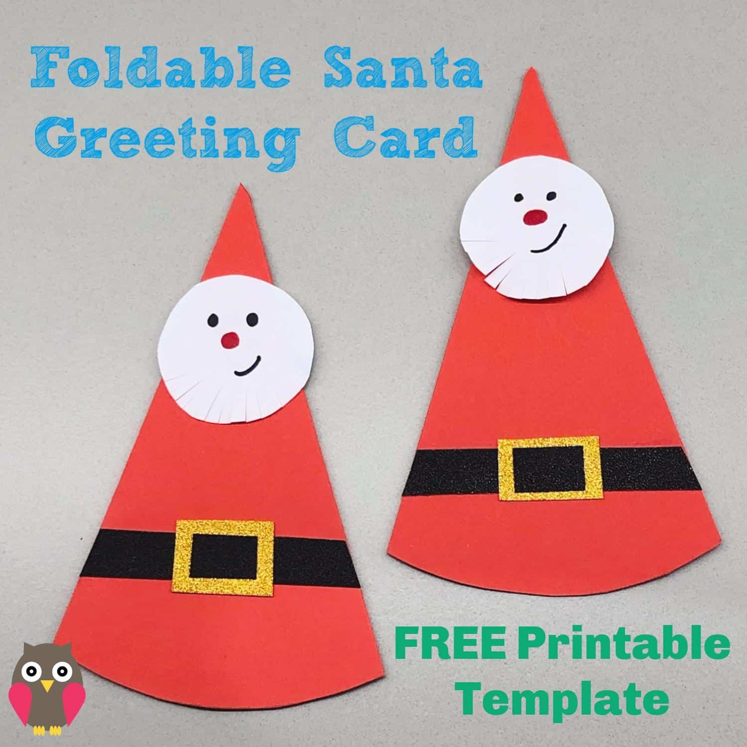 Easy DIY Santa Christmas Greeting Card With Free Printable Template Emma Owl