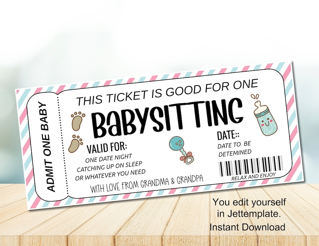 Editable Babysitting Voucher Babysitting Coupon Printable Babysitting Date Night Coupon Babysitting Gift Certificate INSTANT DOWNLOAD Etsy