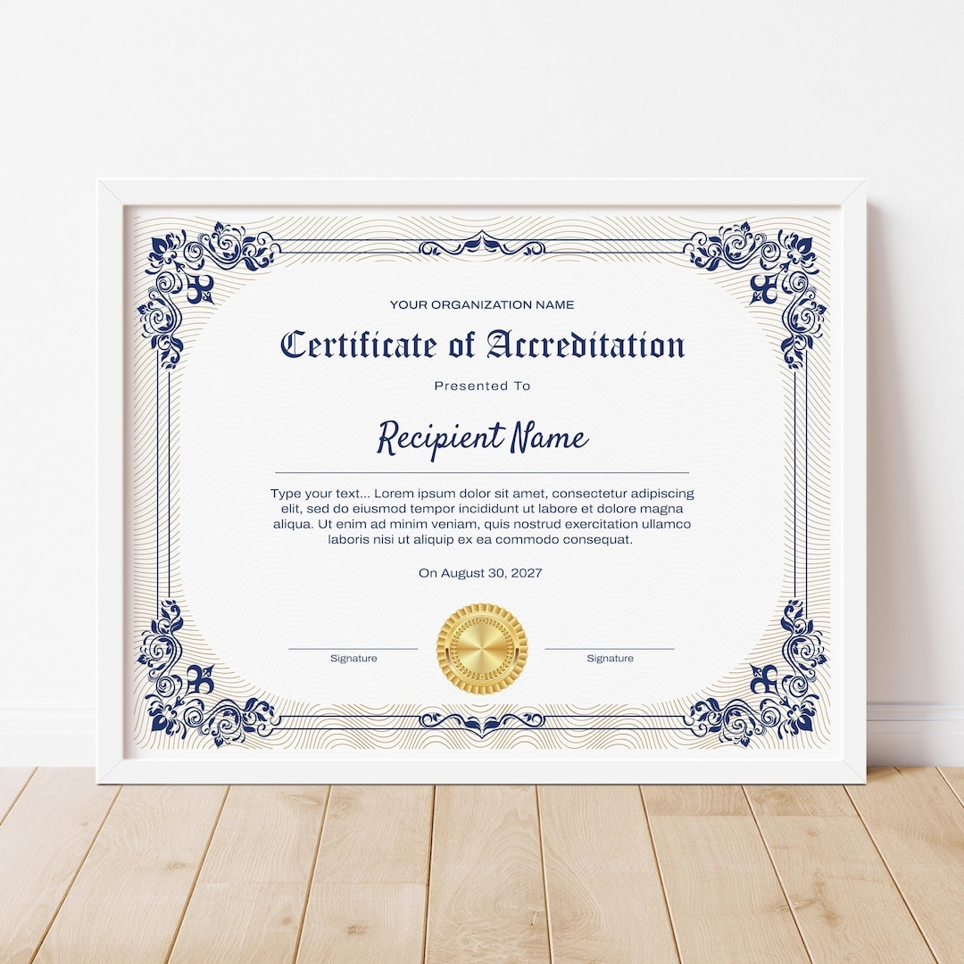 Editable Certificate Of Accreditation Template Printable Certificate Template Corporate Award Gift Certificate Instant Download Jet037 Etsy UK