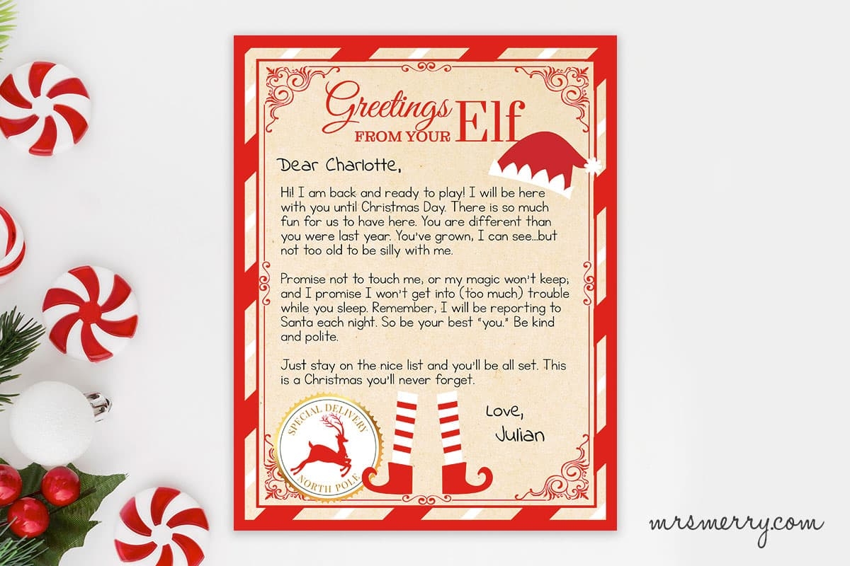 Elf On The Shelf Template Printable Pdf