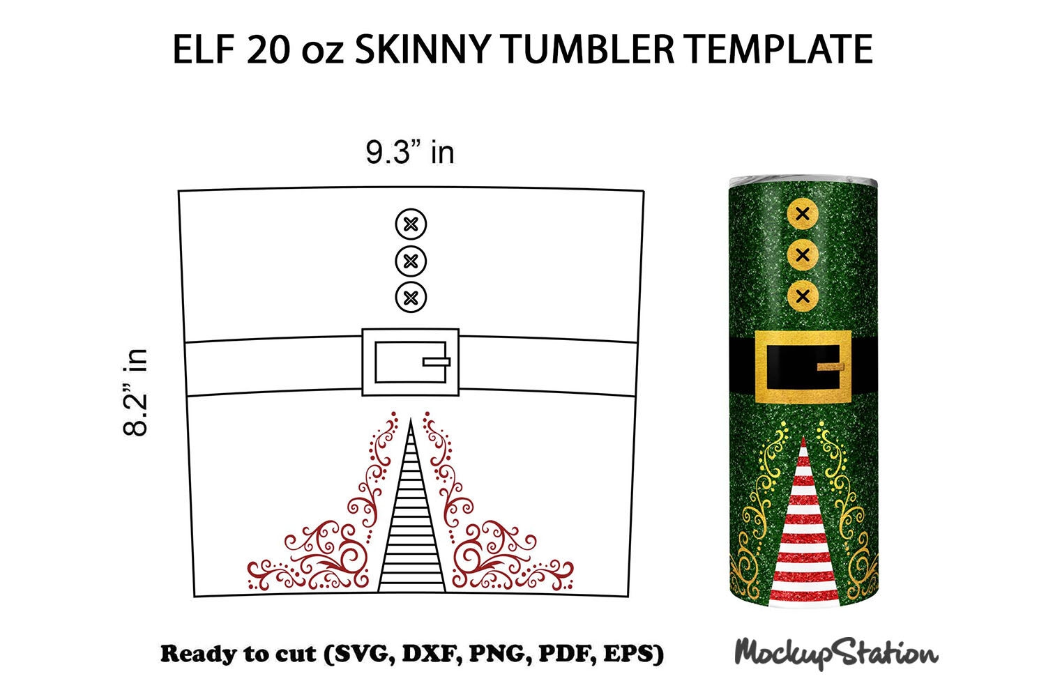 Elf Tumbler SVG Template Christmas 20 Oz Skinny Design By MockupStation TheHungryJPEG