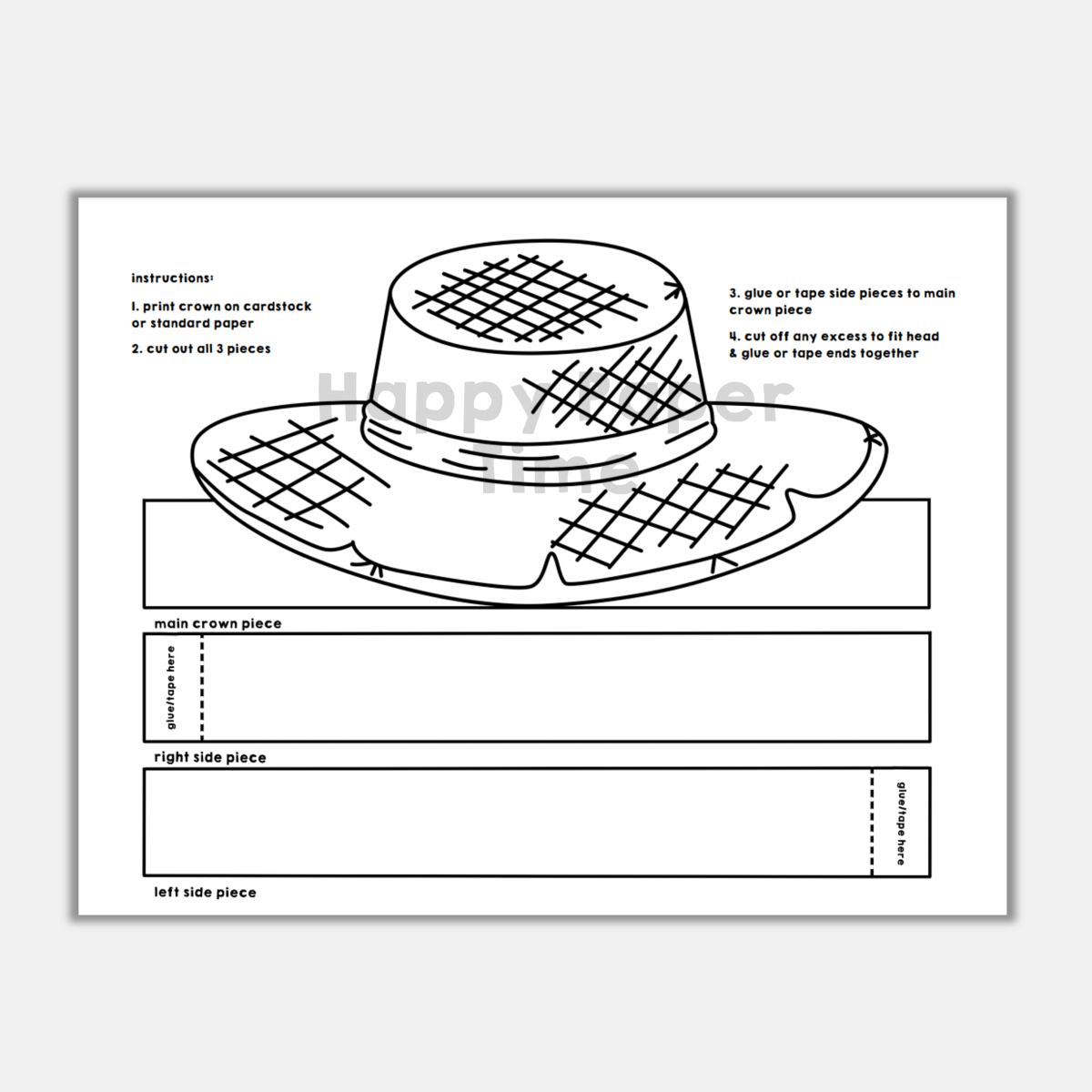 Farmer Straw Hat Gardener Paper Crown Printable Coloring Craft Activity Made By Teachers