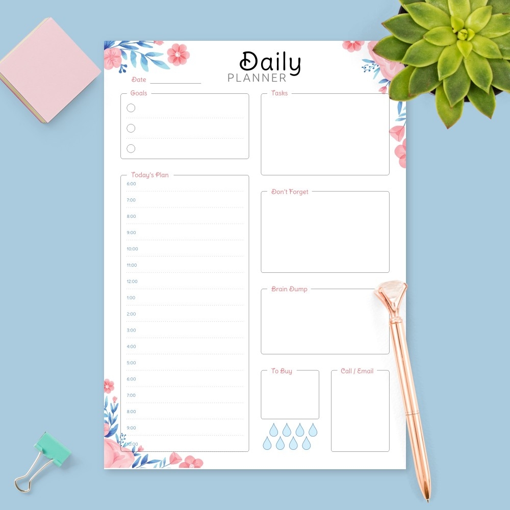 Printable Daily Calendar Template
