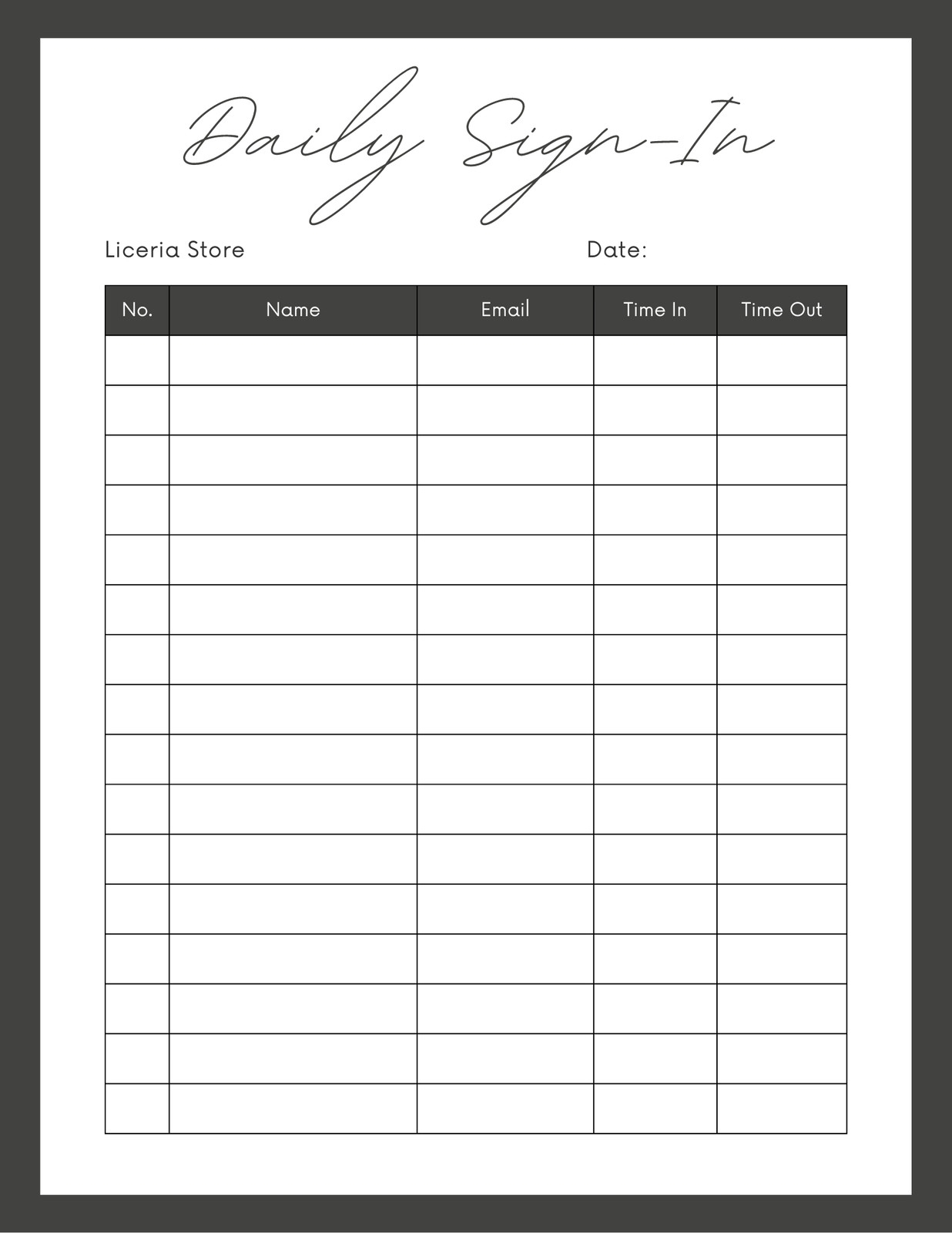 Daily Printable Blank Log Sheet Template