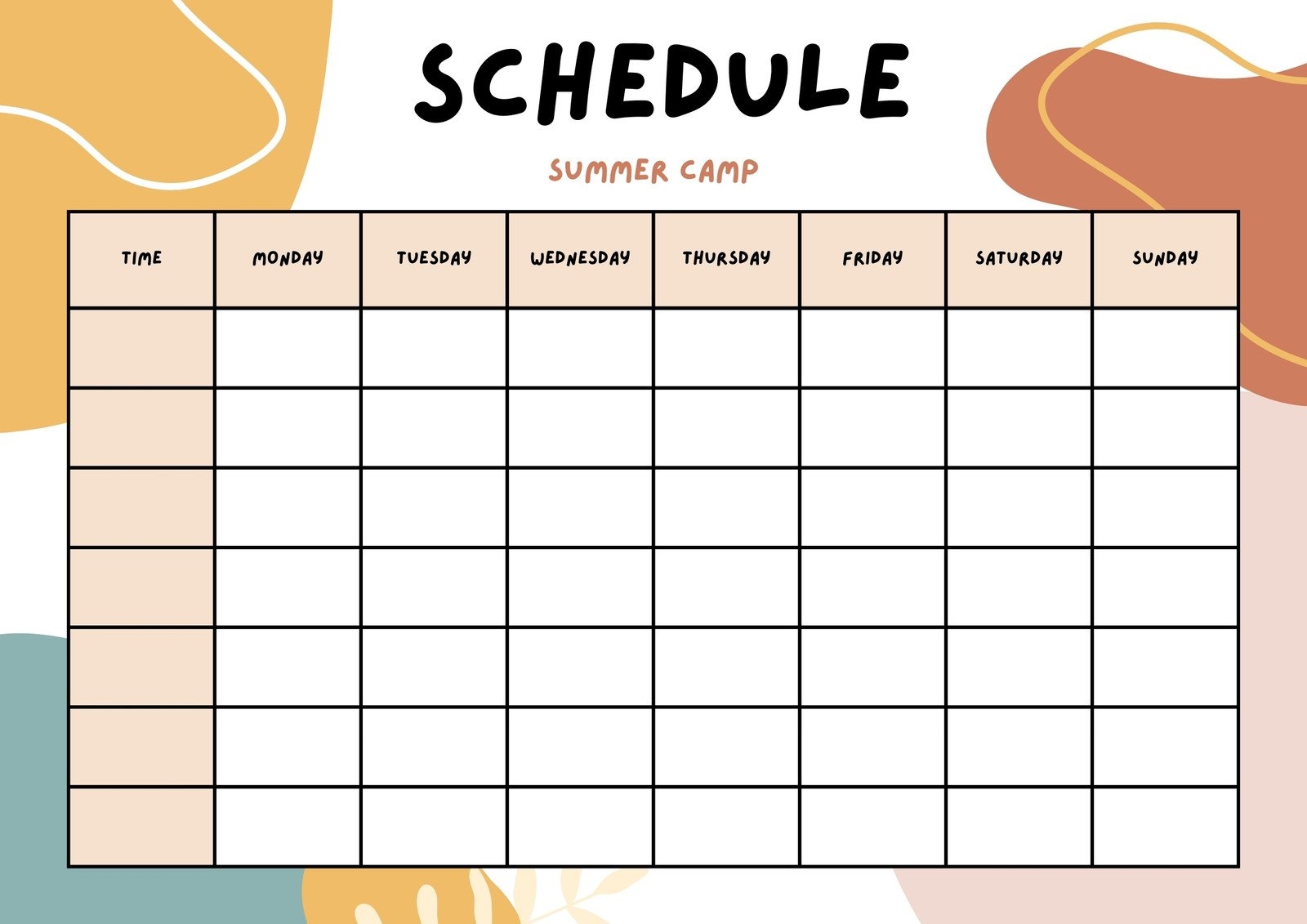 Free And Customizable Timetable Templates