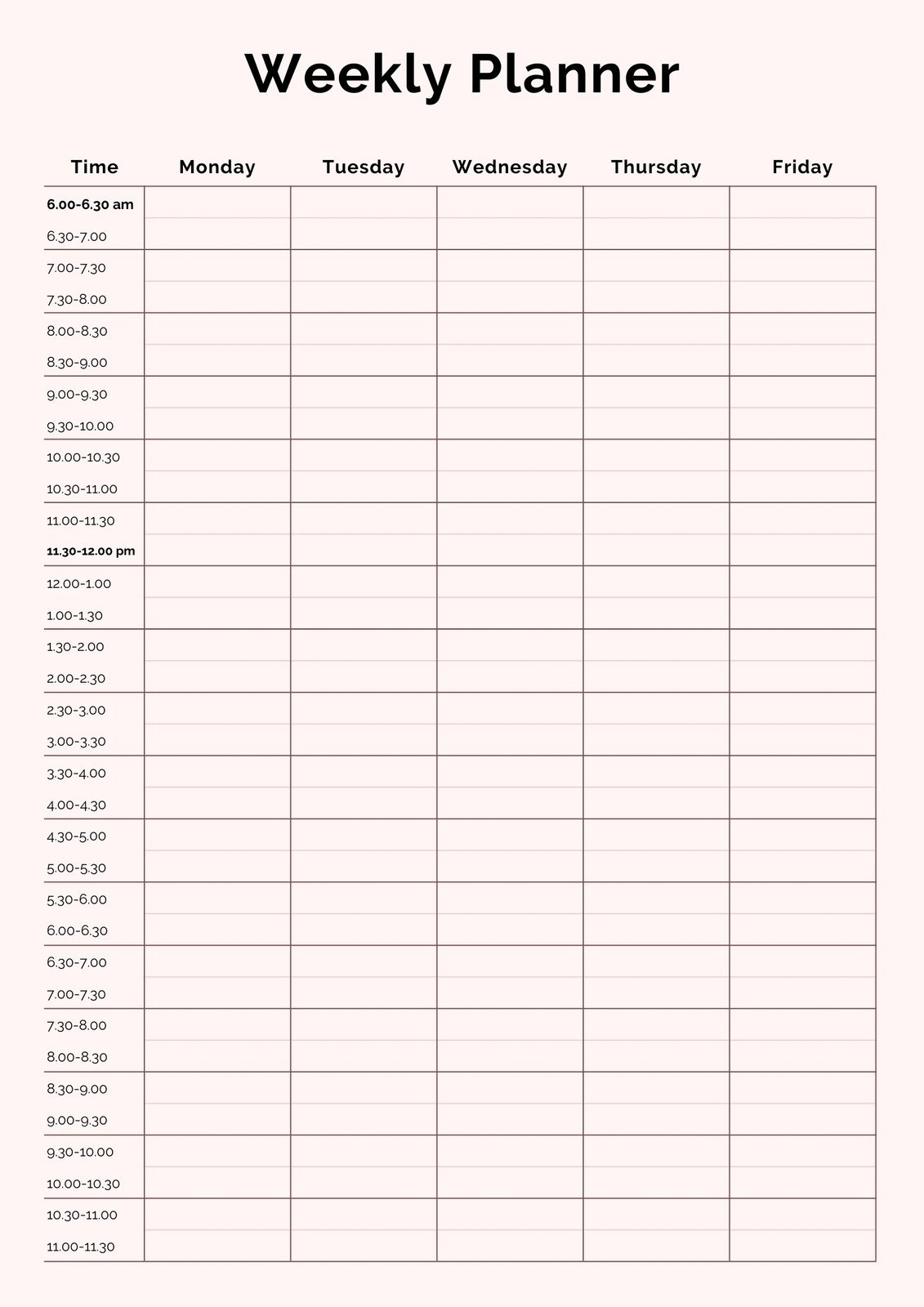 Free And Customizable Weekly Planner Templates Canva