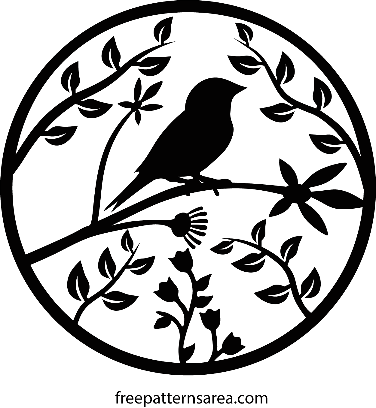 Free Bird Silhouette Vector With Nature And Floral Design