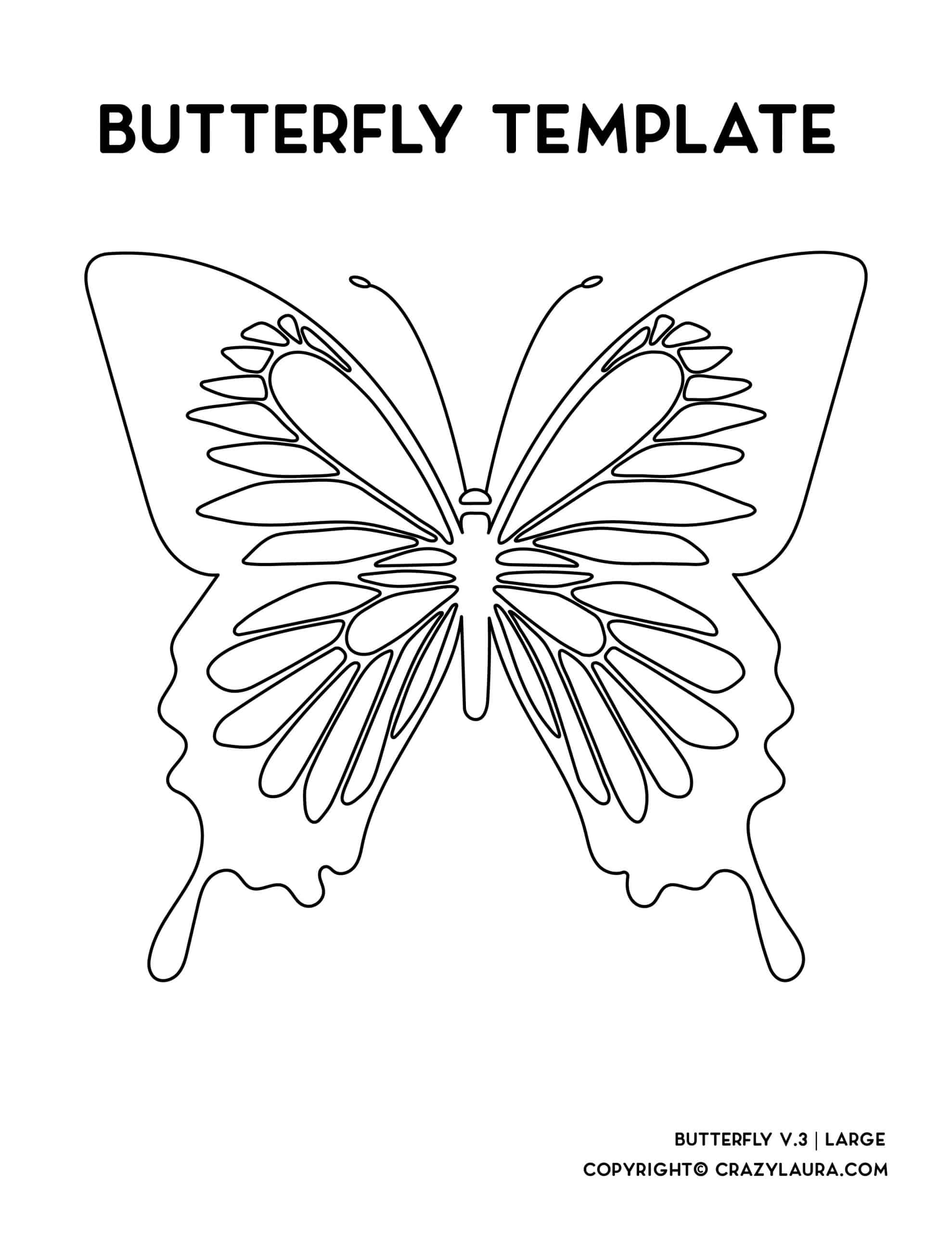 Free Butterfly Template Coloring Pages To Print Crazy Laura