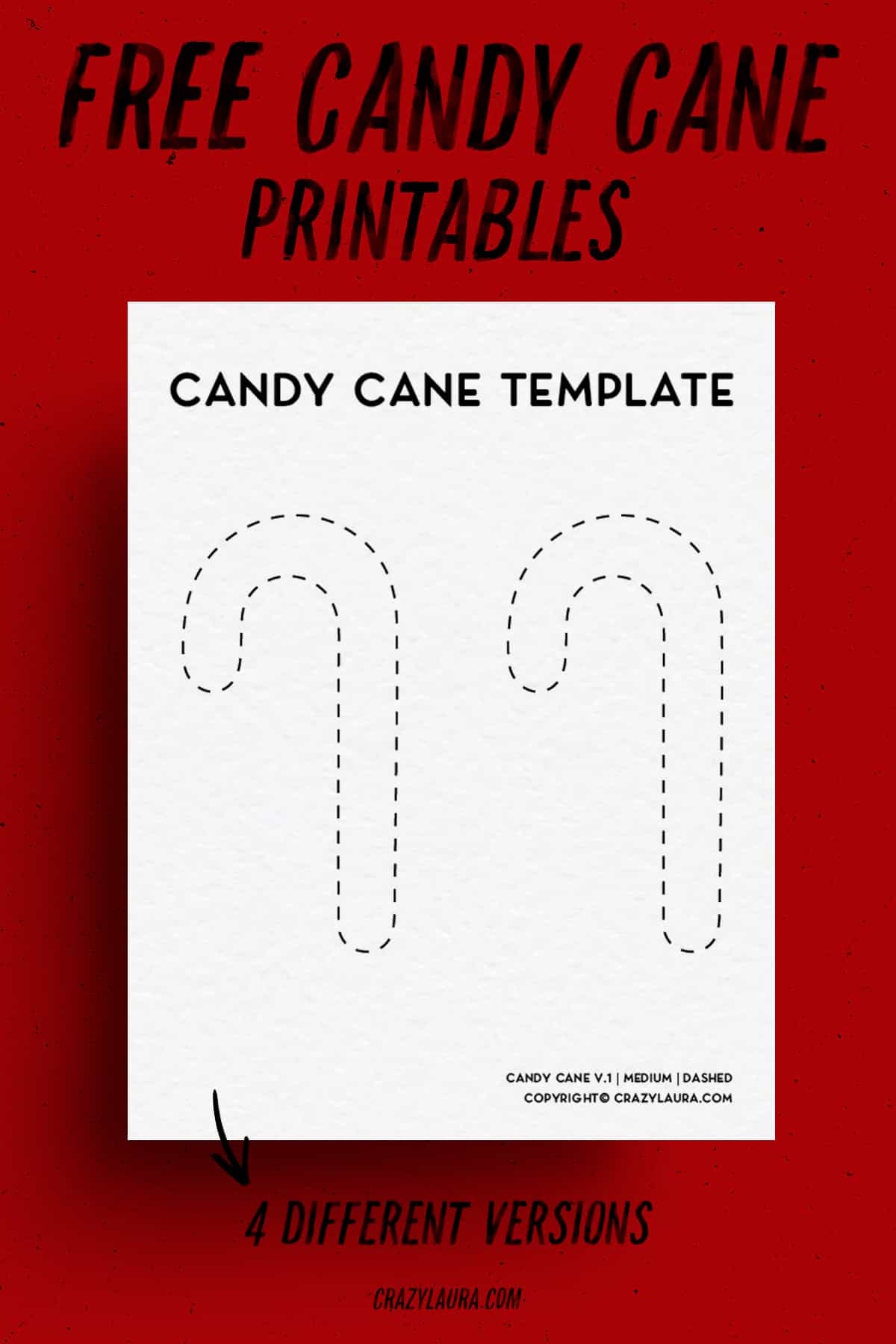 Free Candy Cane Template Printable Shape Outlines Crazy Laura