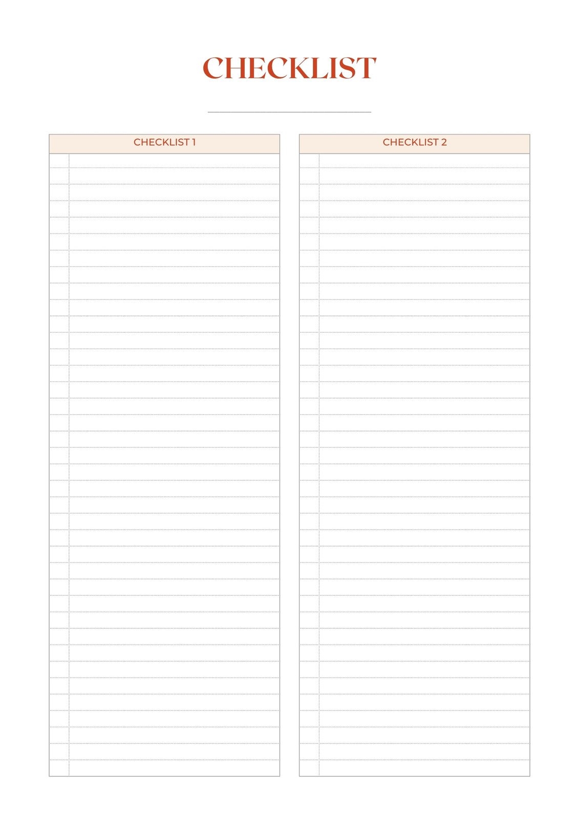 Free Printable Checklist Template