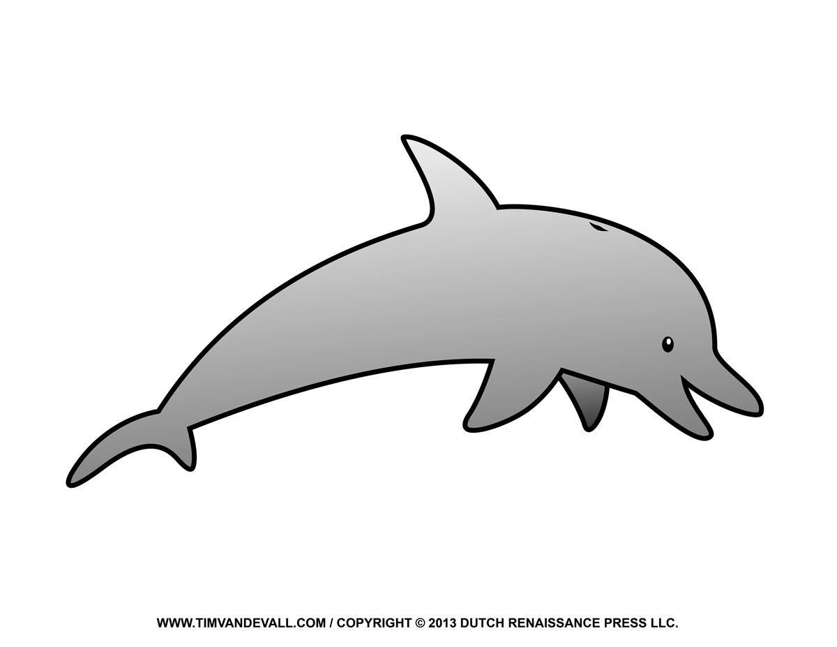 Free Dolphin Clipart Printable Coloring Pages Outline Silhouette