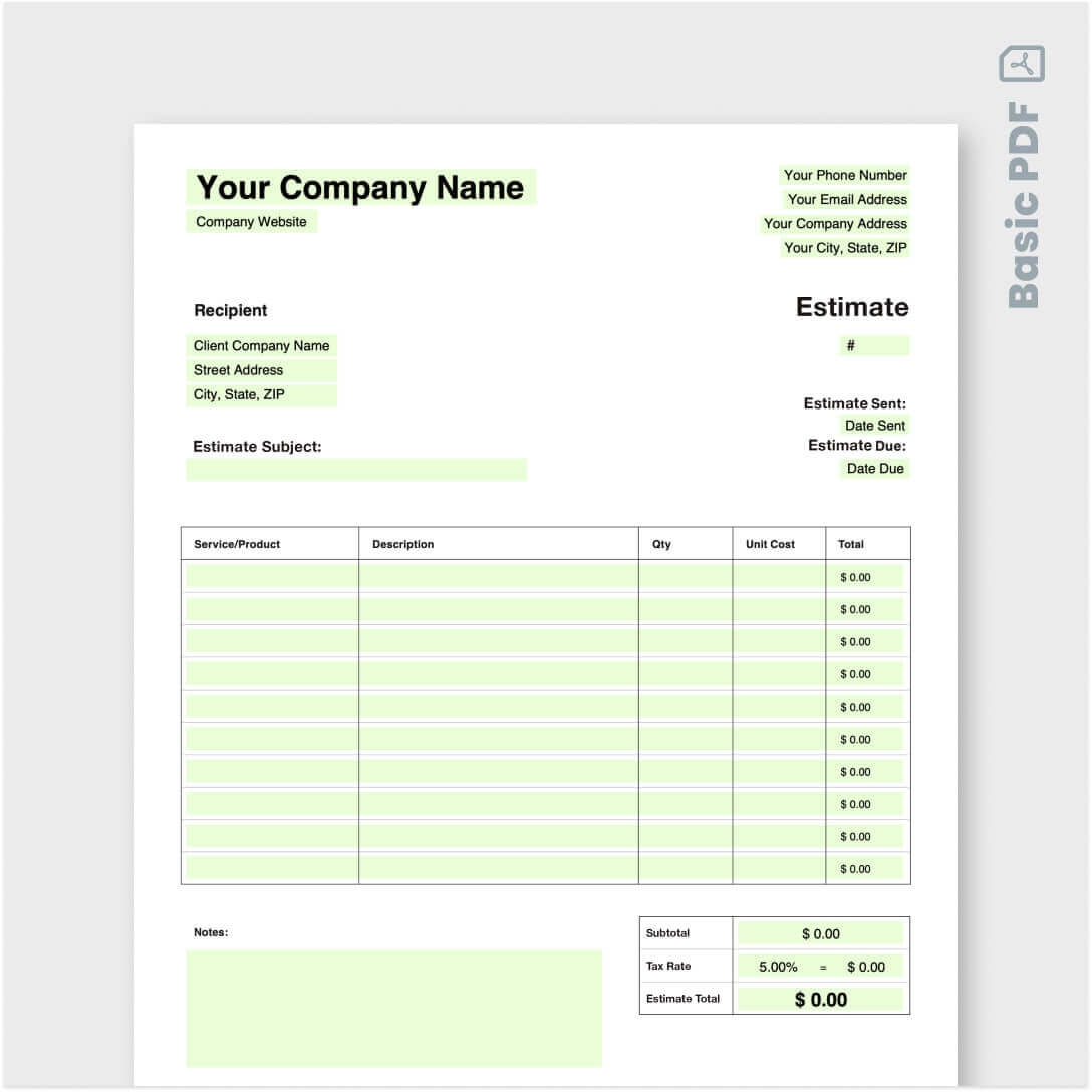 Free Landscape Estimate Templates