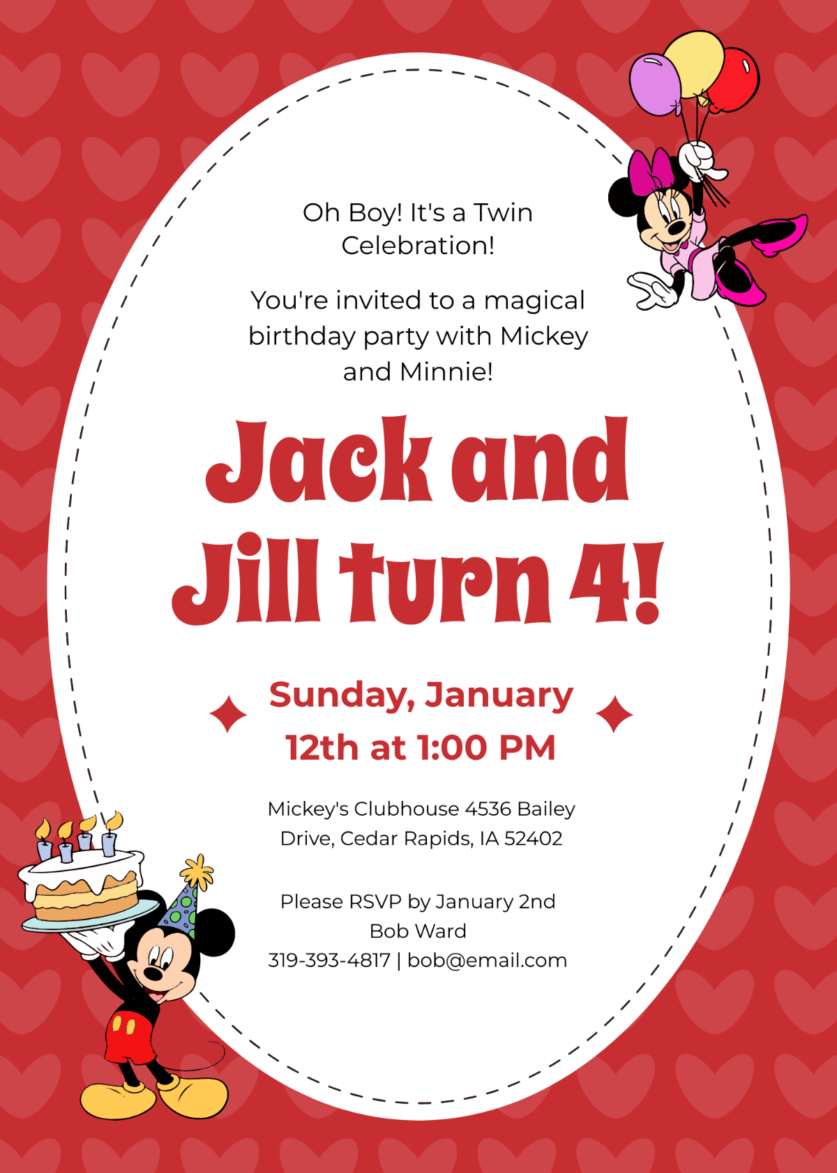 Printable Blank Mickey Mouse Invitation Template