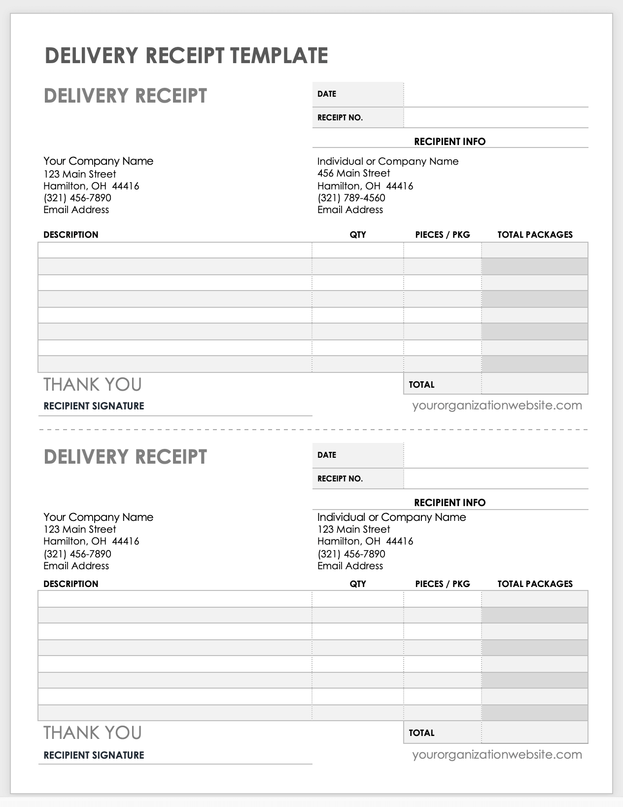Free Microsoft Word Receipt Templates Smartsheet