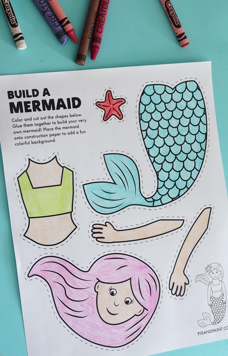 Free Printable Build A Mermaid Craft Pjs And Paint
