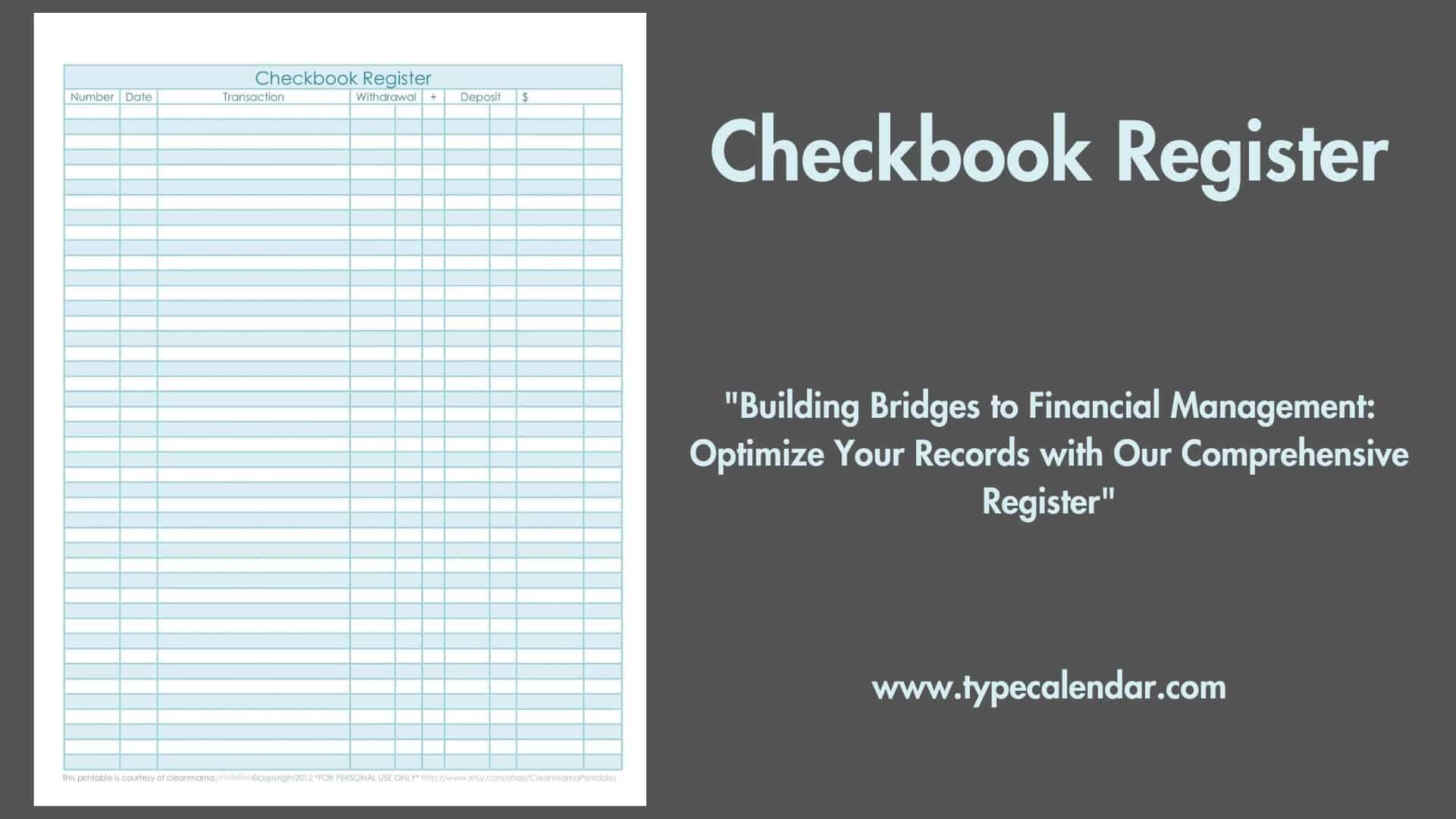 Check Register Template Printable